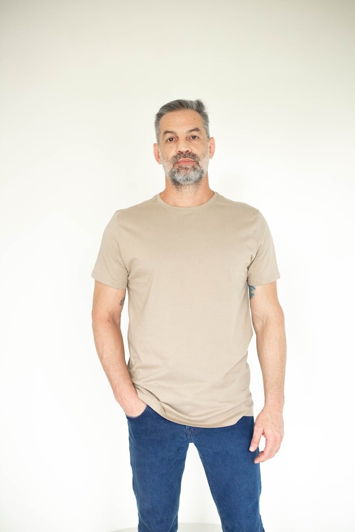 Camiseta Básica Masculina Malha Pima -Nude