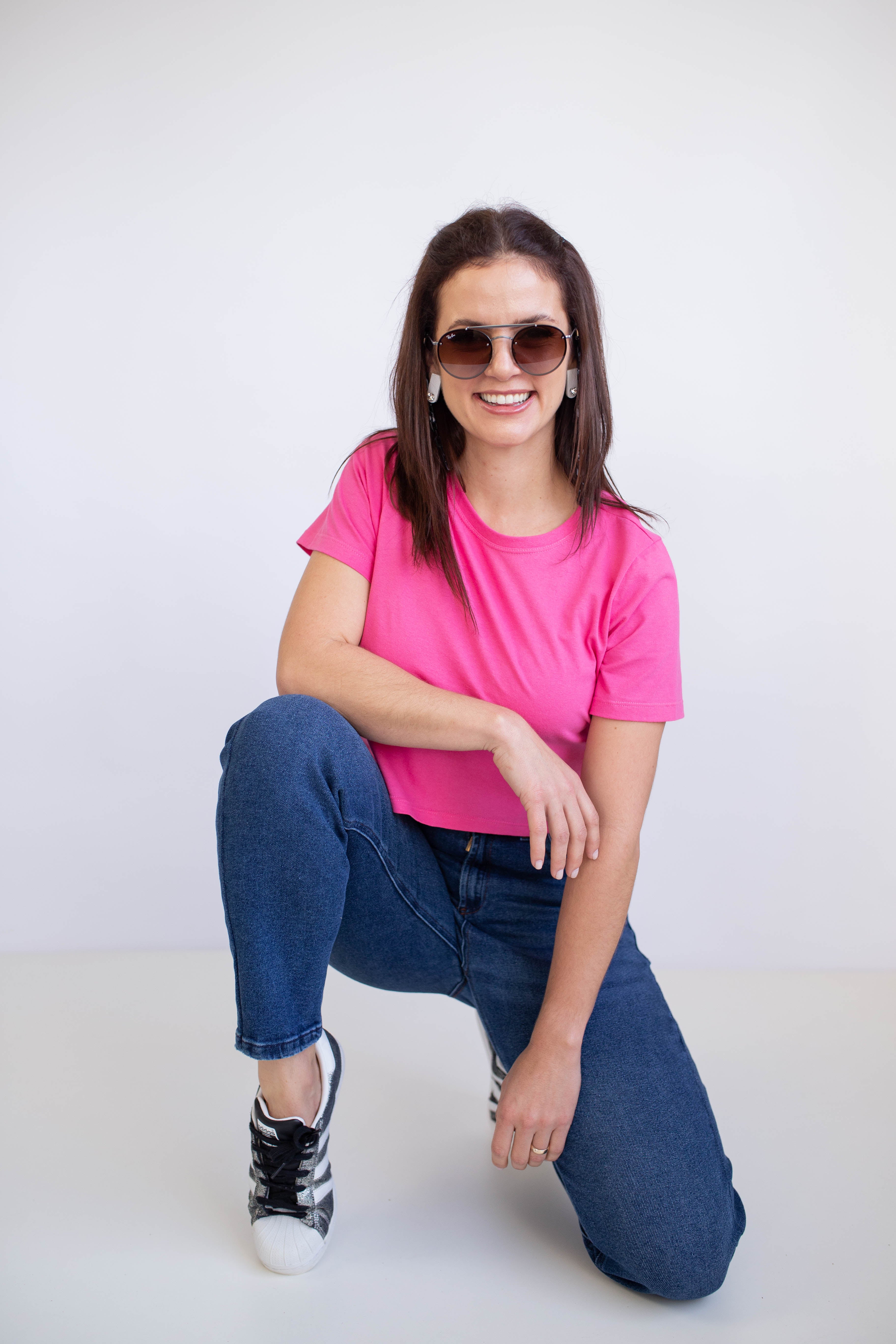 Camiseta Cropped Gola U - Rosa