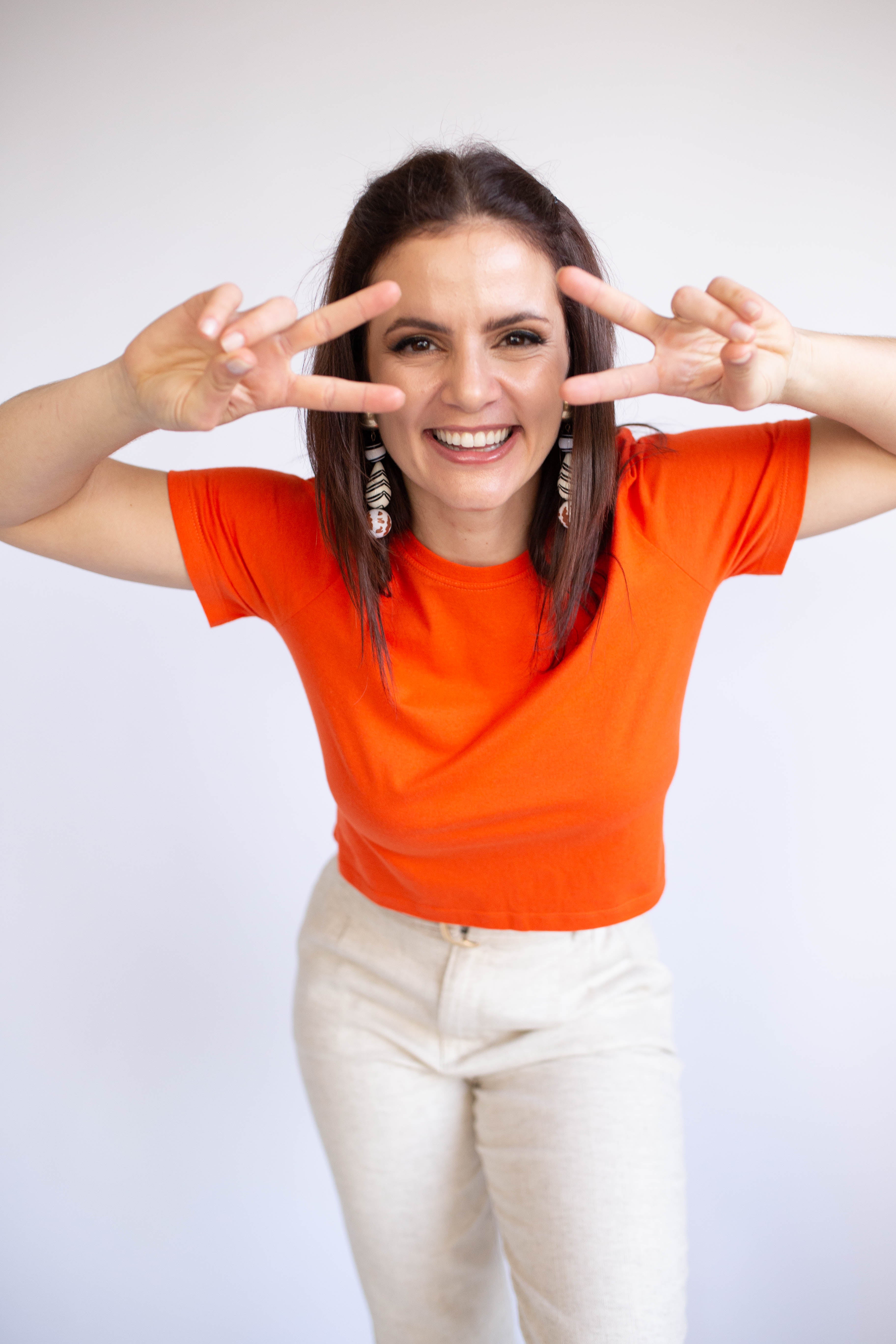 Camiseta Cropped Gola U - Laranja