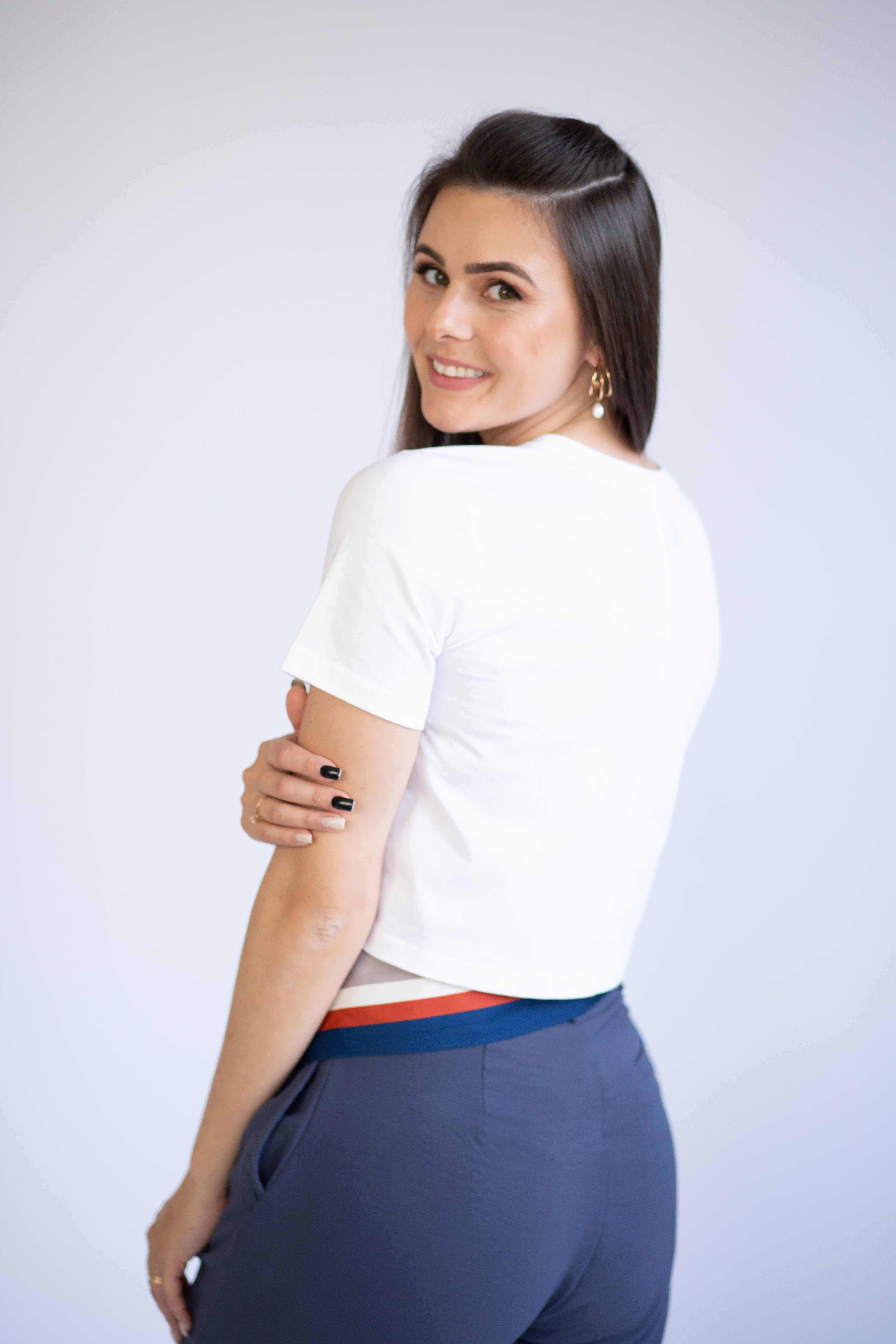 Camiseta Cropped Gola U - Branco