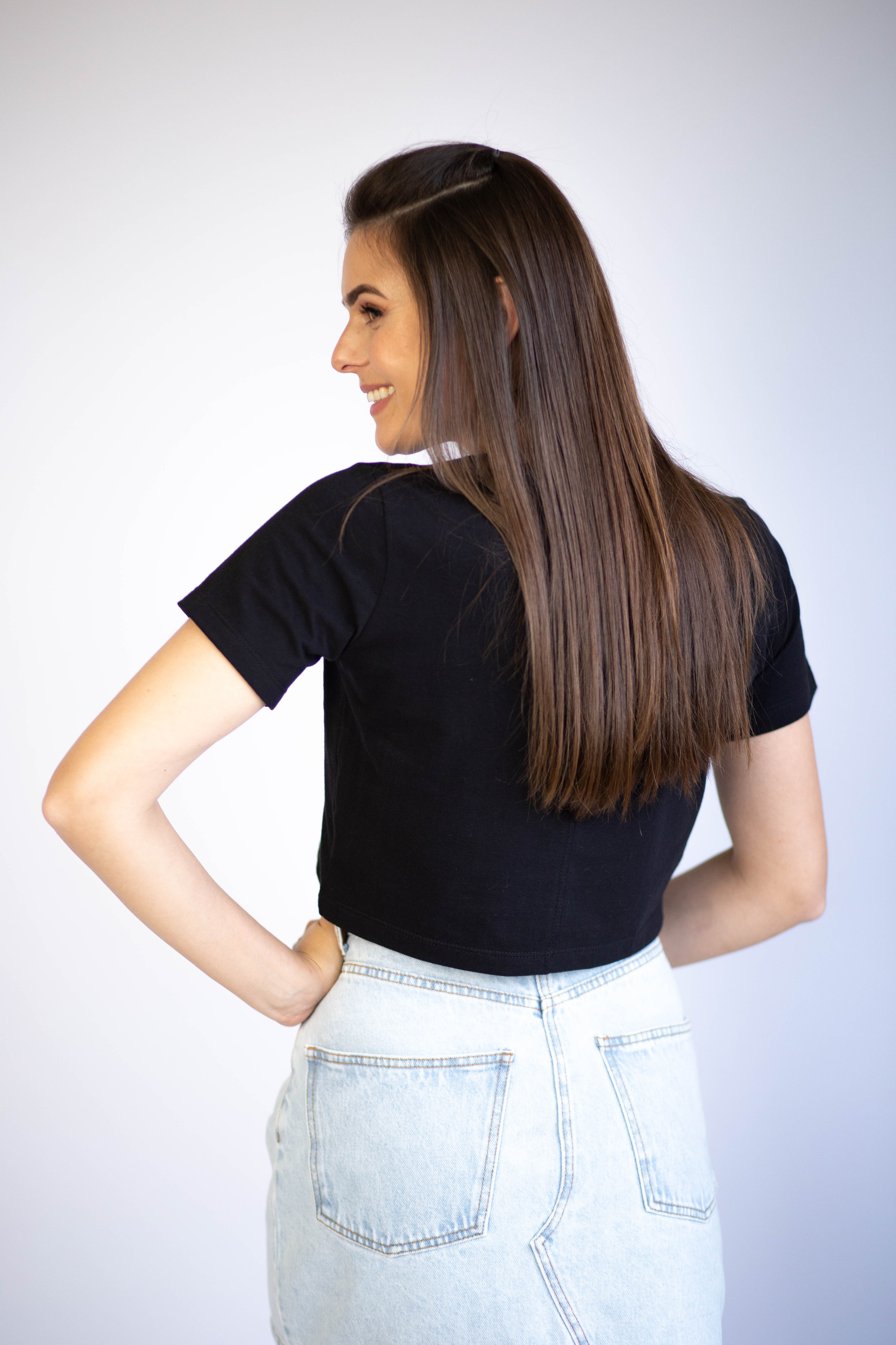 Camiseta Cropped Gola U - Preto