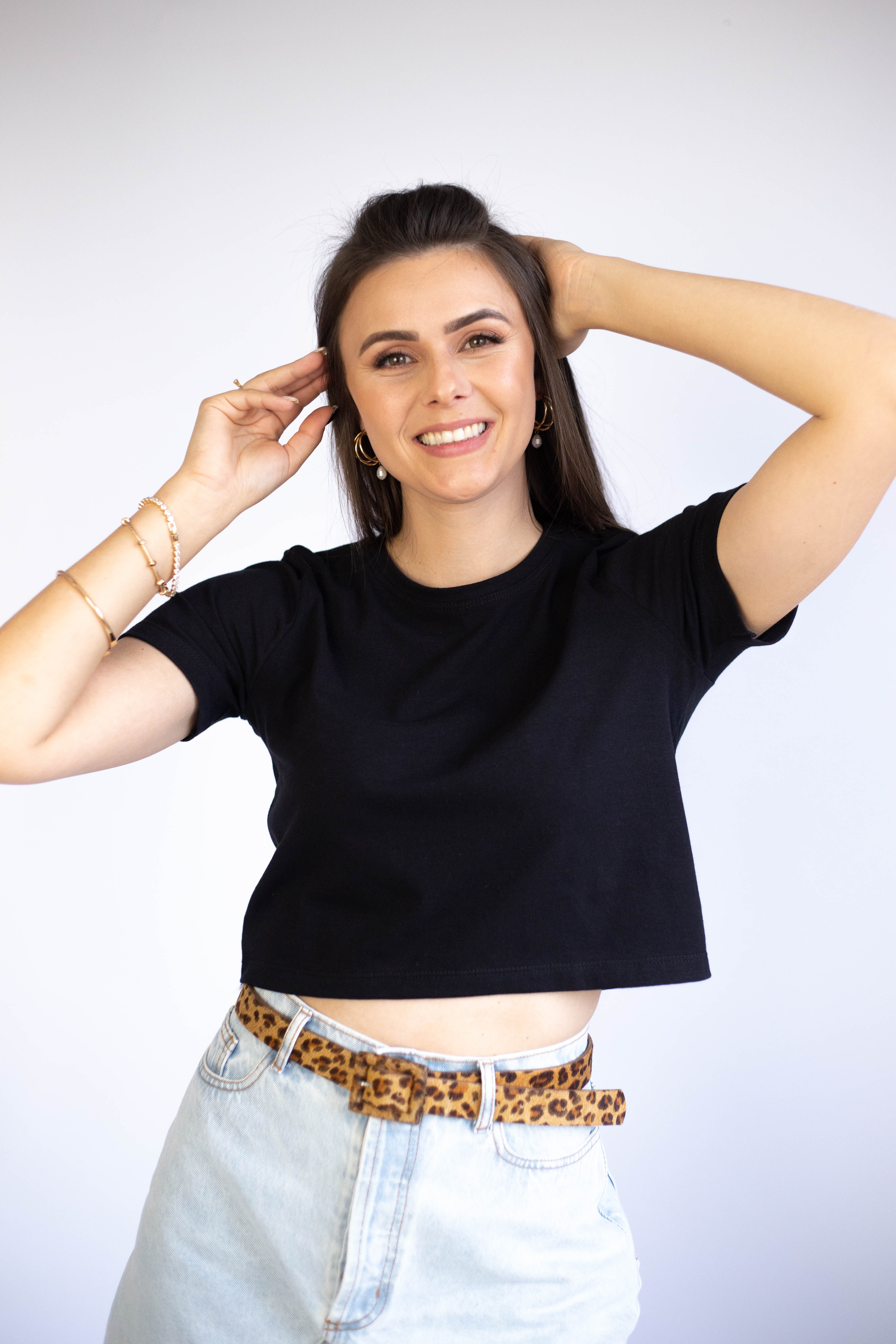 Camiseta Cropped Gola U - Preto