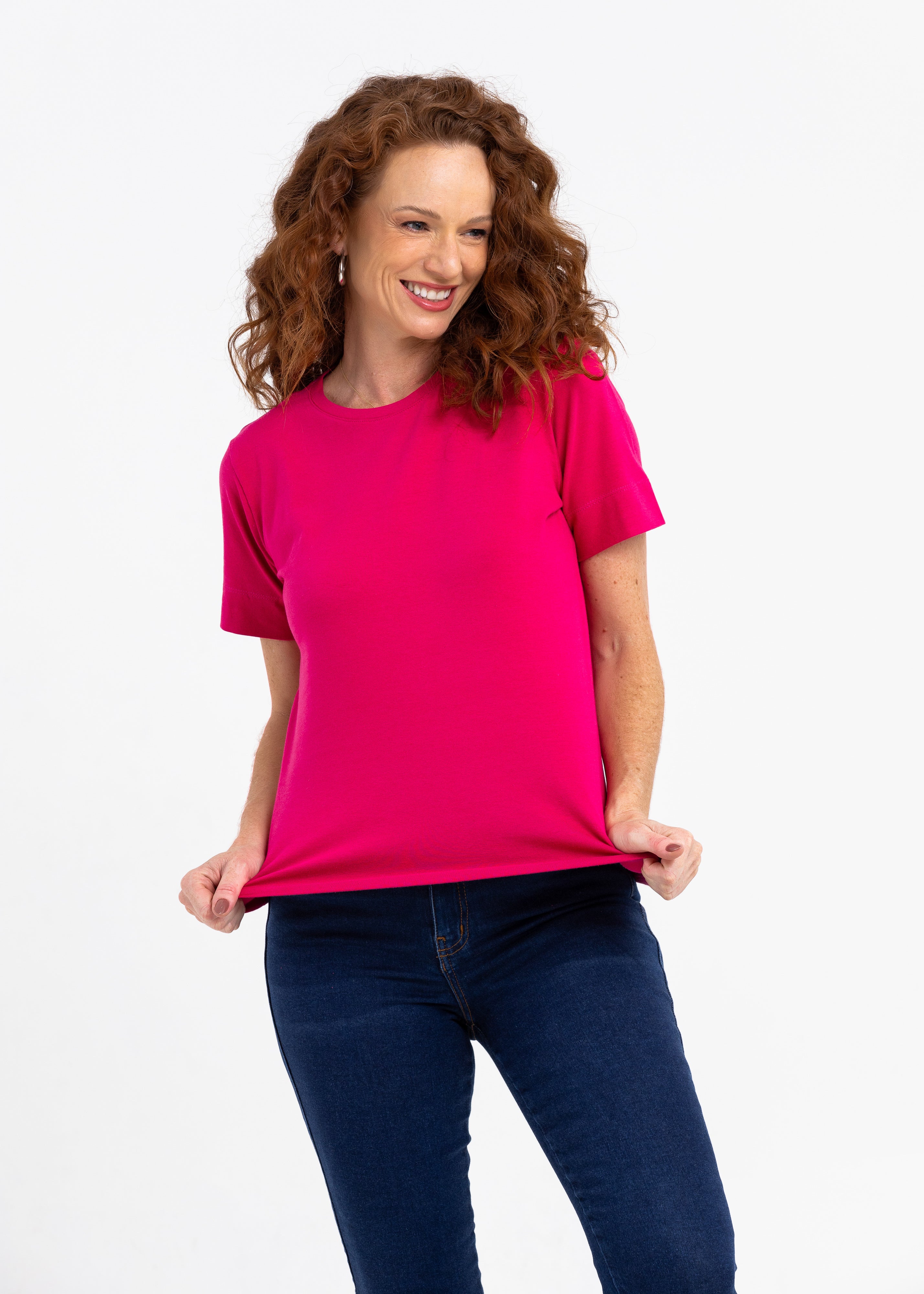 Básica Feminina Malha com Elastano Zaia  - Rosa Pink