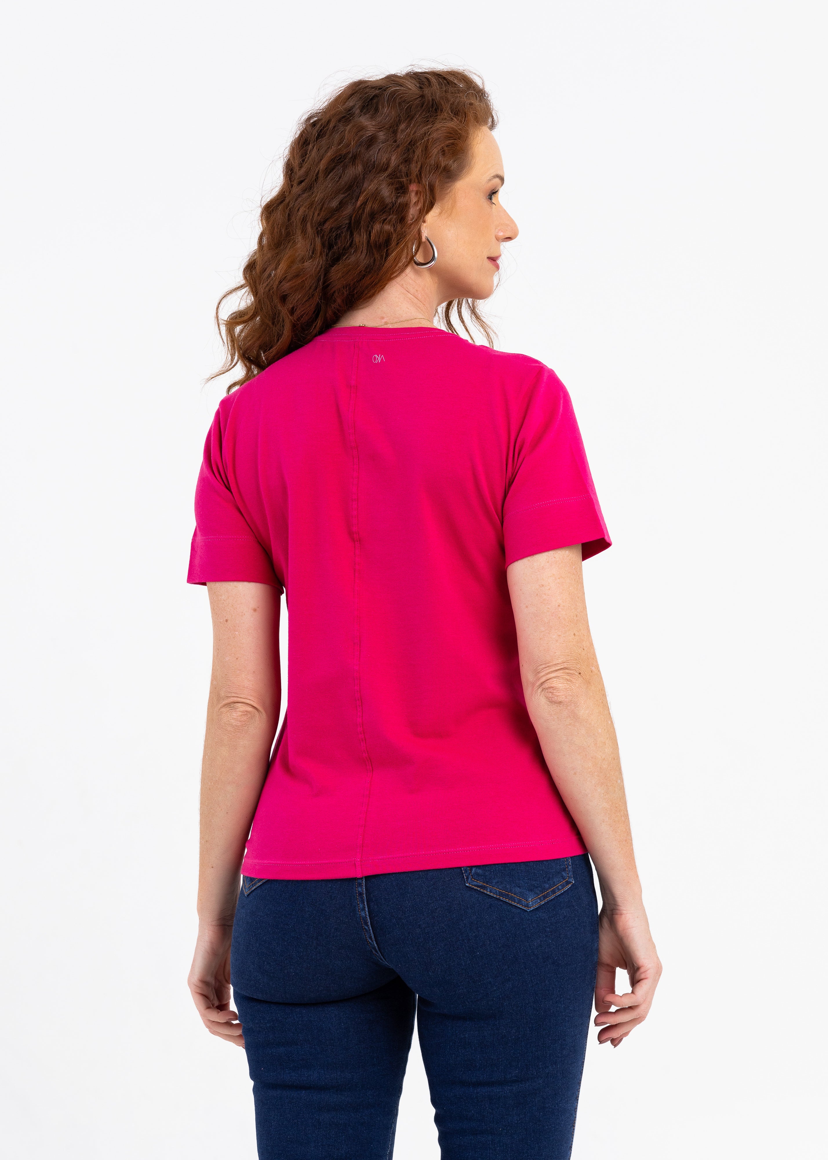 Básica Feminina Malha com Elastano Zaia  - Rosa Pink