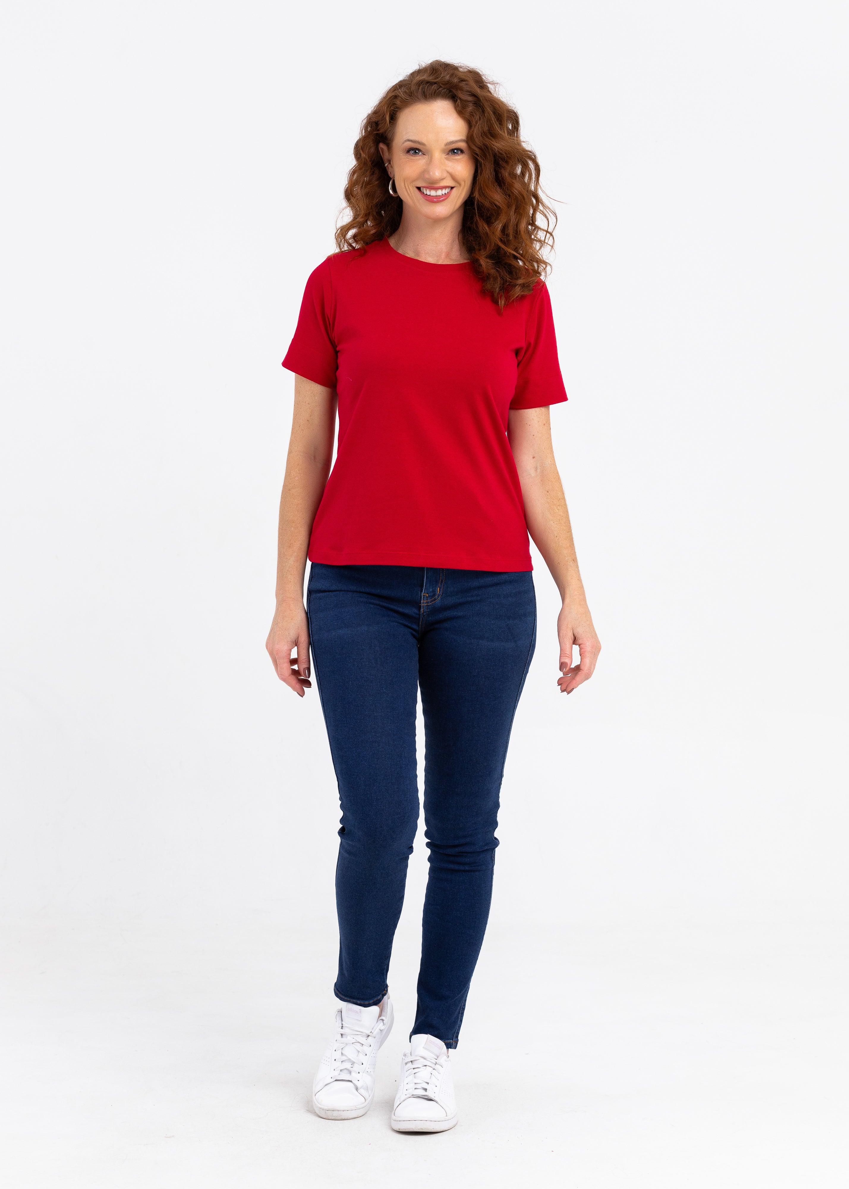 Básica Feminina Malha com Elastano Zaia  - Vermelho