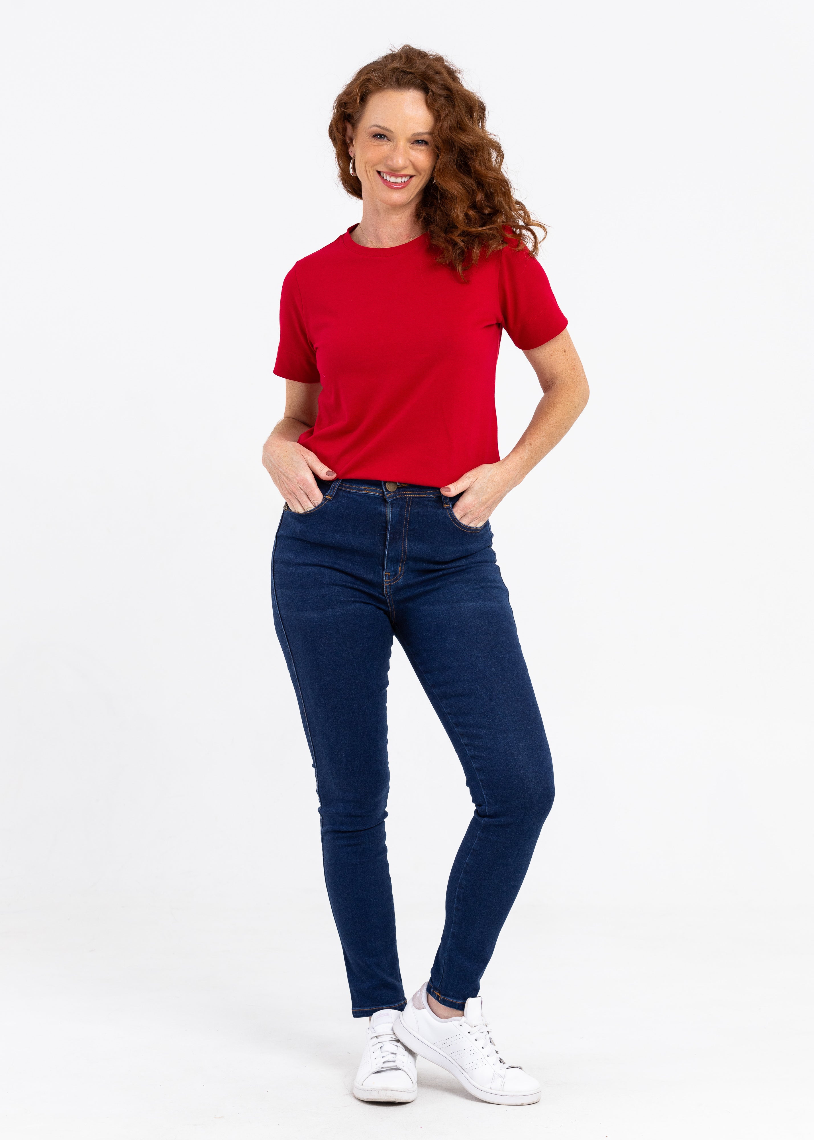 Básica Feminina Malha com Elastano Zaia  - Vermelho