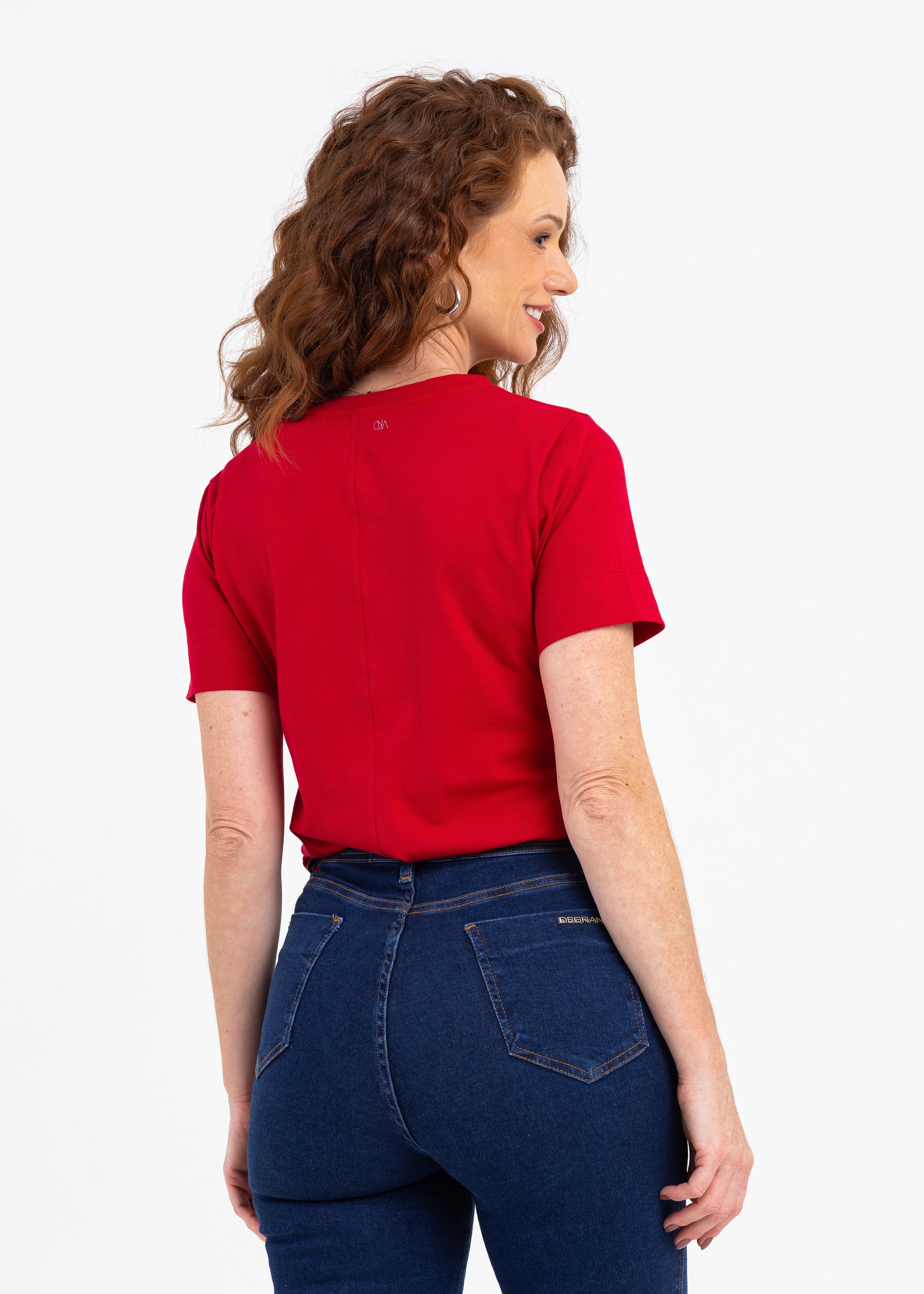 Básica Feminina Malha com Elastano Zaia  - Vermelho