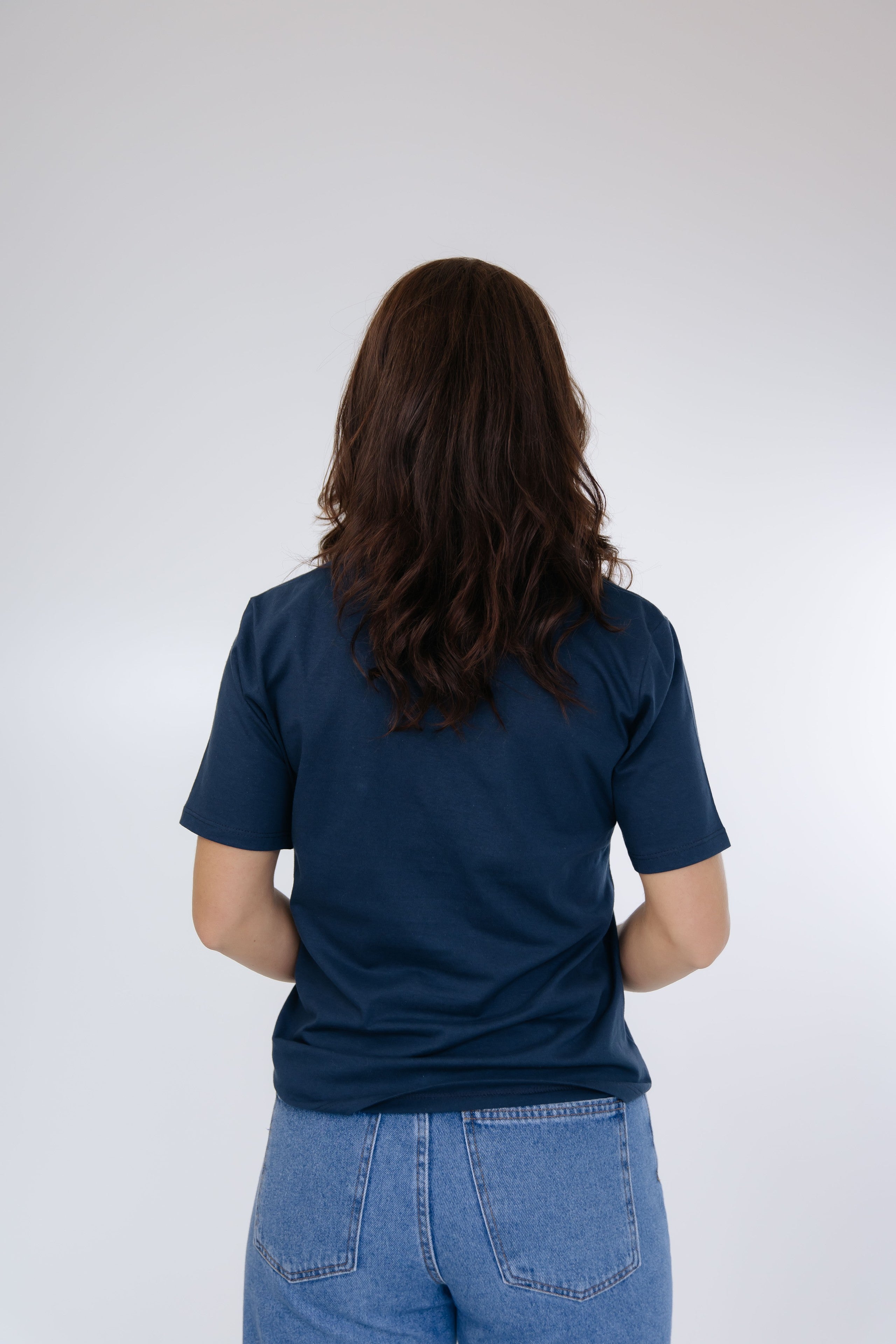 Camiseta Gola V Feminina  Algodão  Pima - AZUL MARINHO