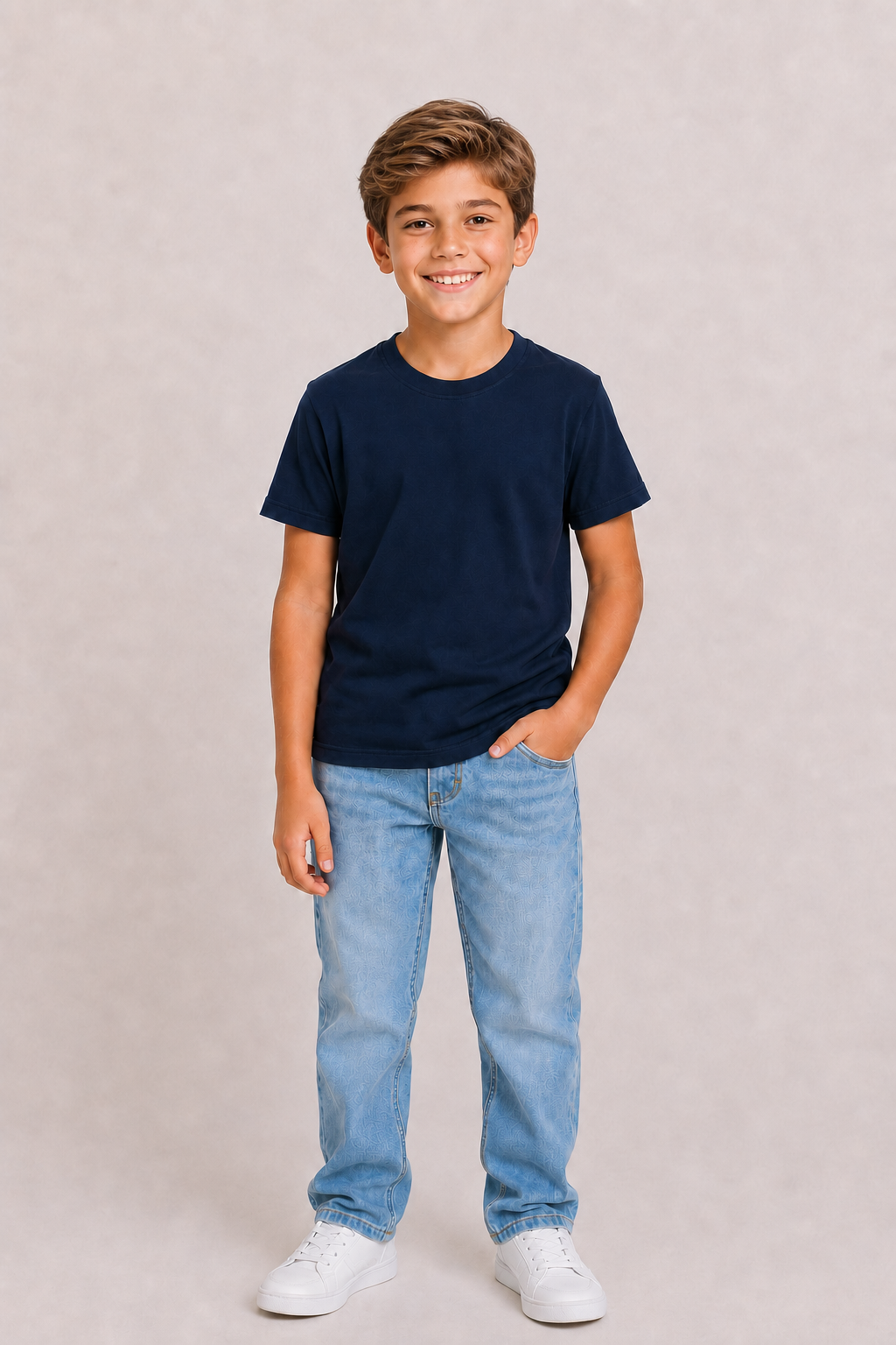 Camiseta Kids Basica Lisa Unissex -  Azul Marinho
