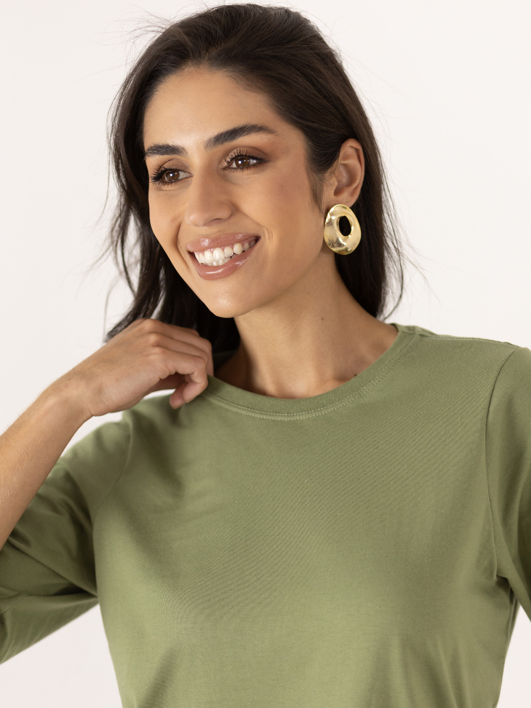 Camiseta Manga Curta Algodão Premium - Verde Militar