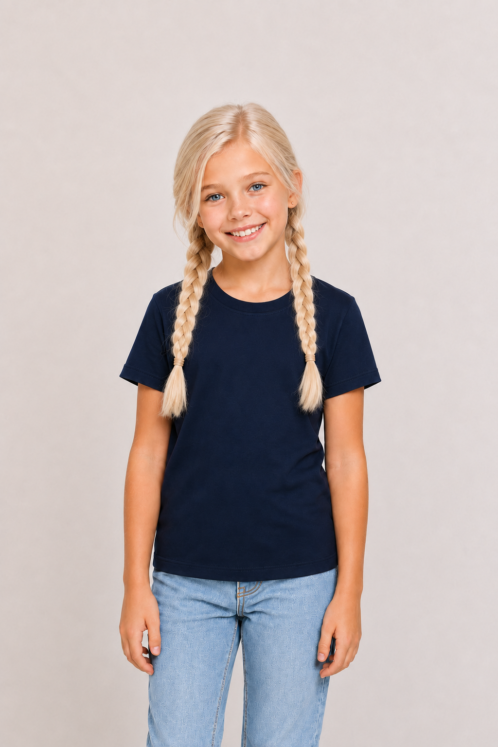 Camiseta Kids Basica Lisa Unissex -  Azul Marinho