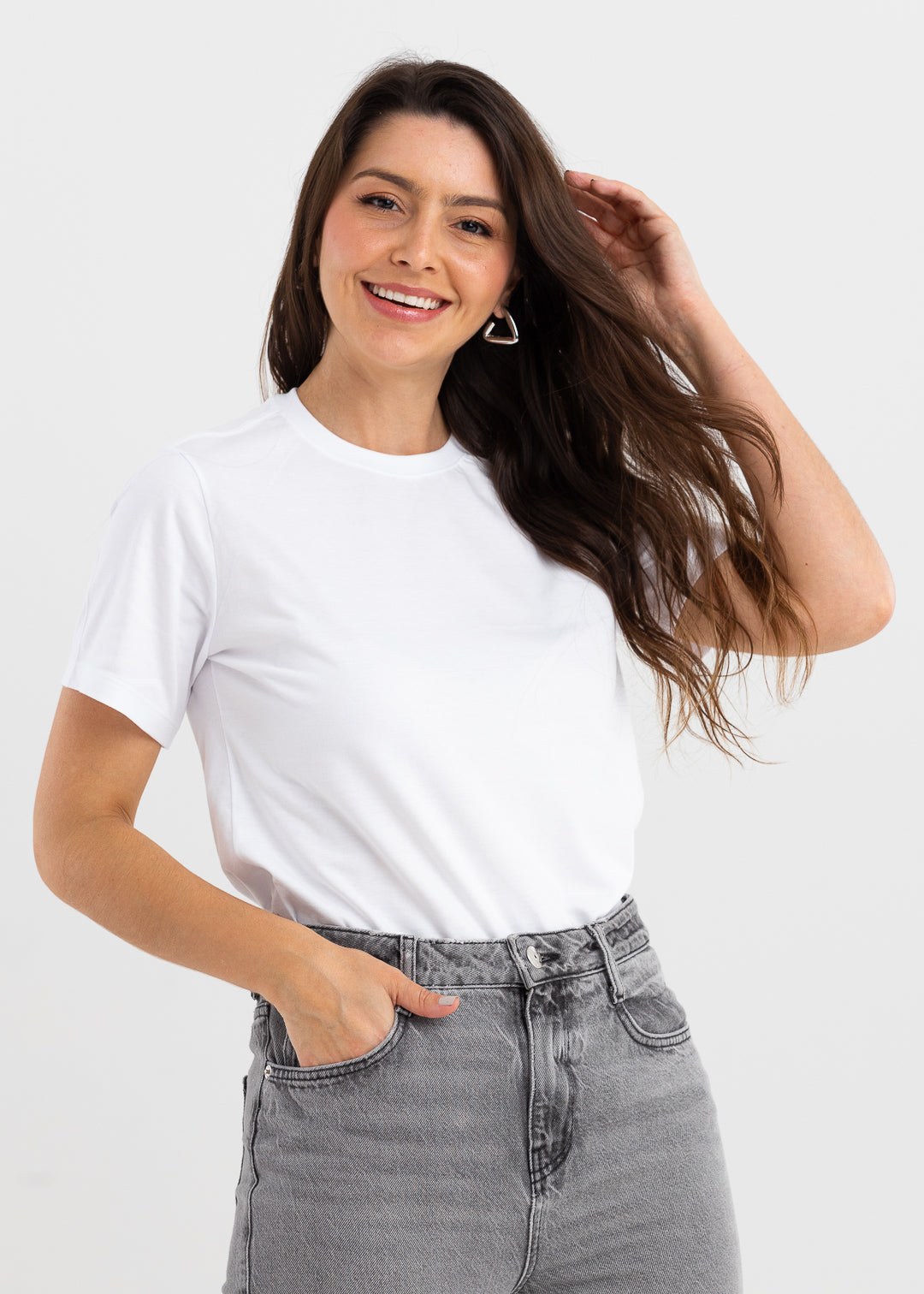 Camiseta Básica Feminina Malha Pima - Branca