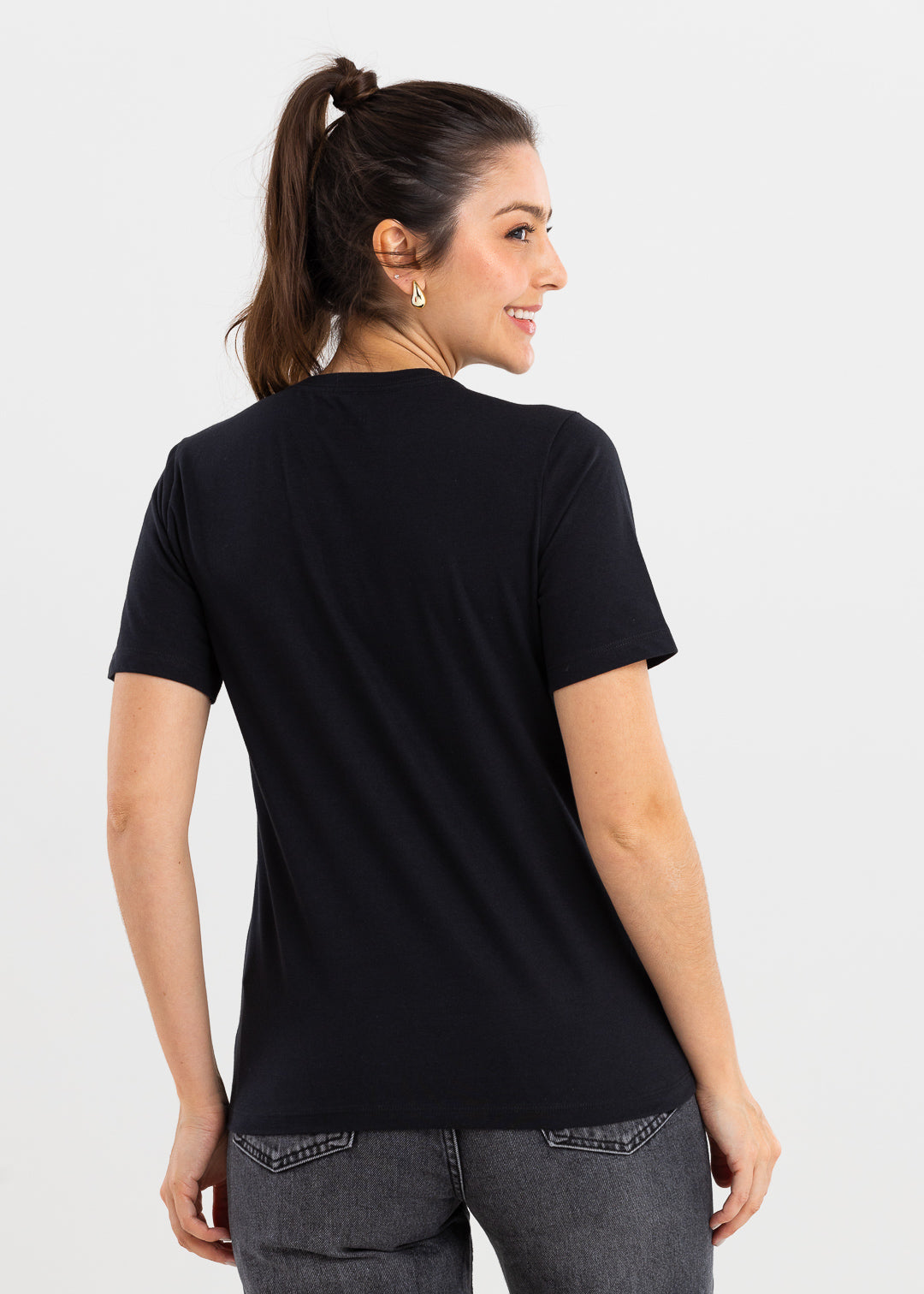 Camiseta Básica Feminina Malha Pima - Preta