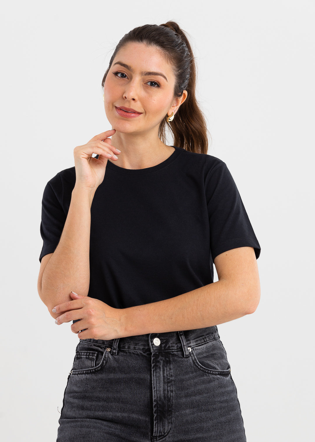 Camiseta Básica Feminina Malha Pima - Preta