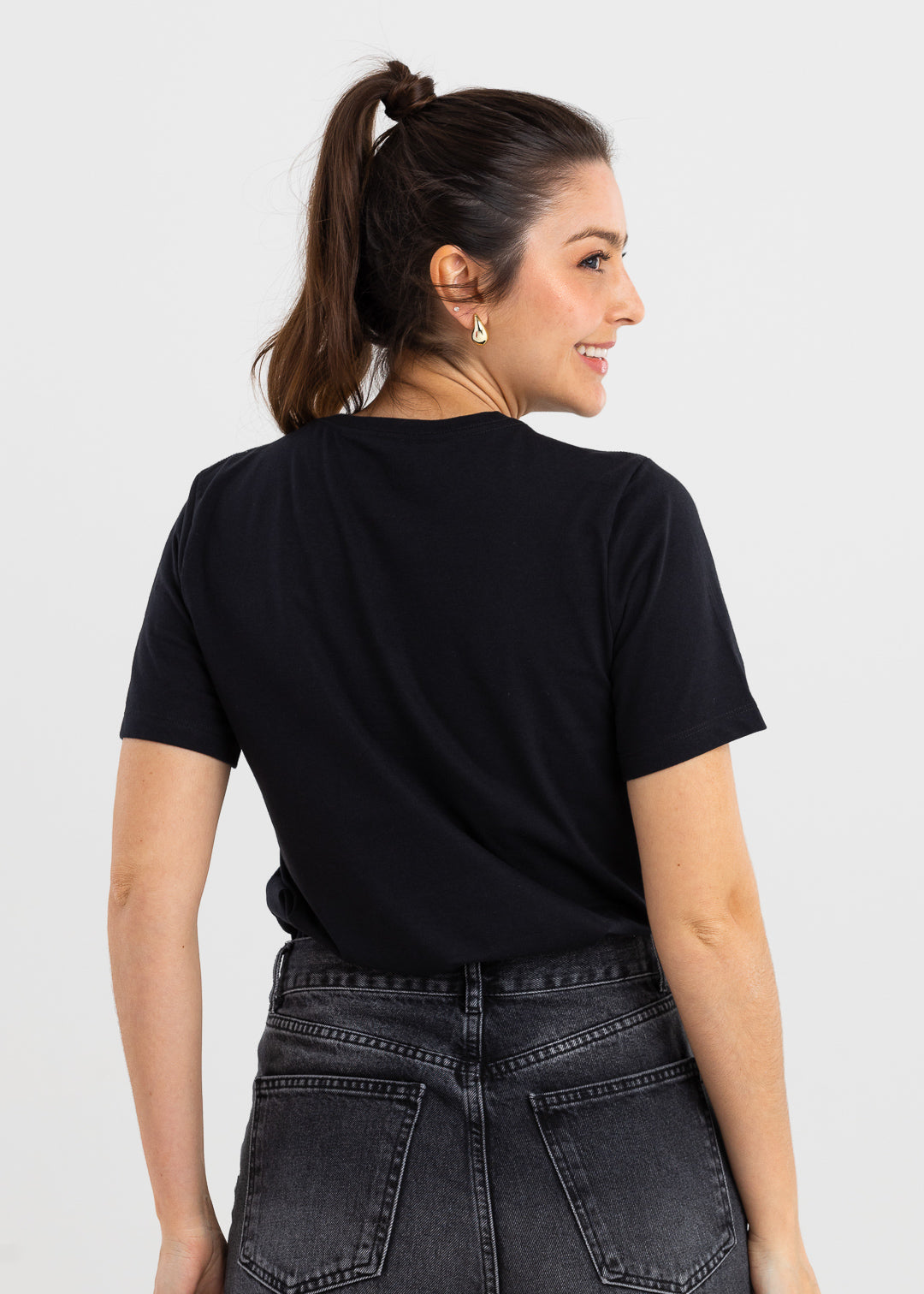 Camiseta Básica Feminina Malha Pima - Preta