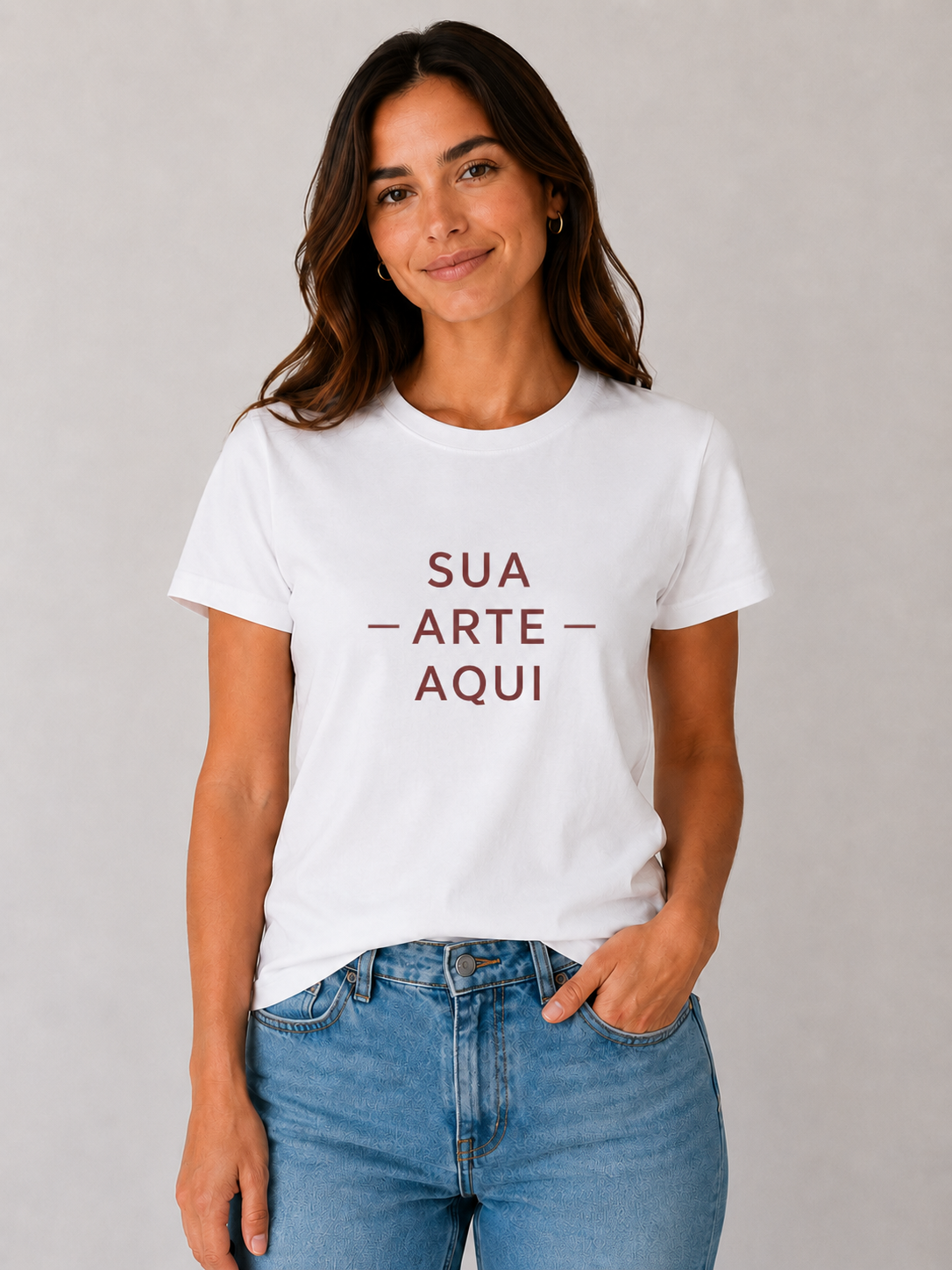 Camiseta Feminina — Personalize a Sua - ESTAMPA NO CENTRO