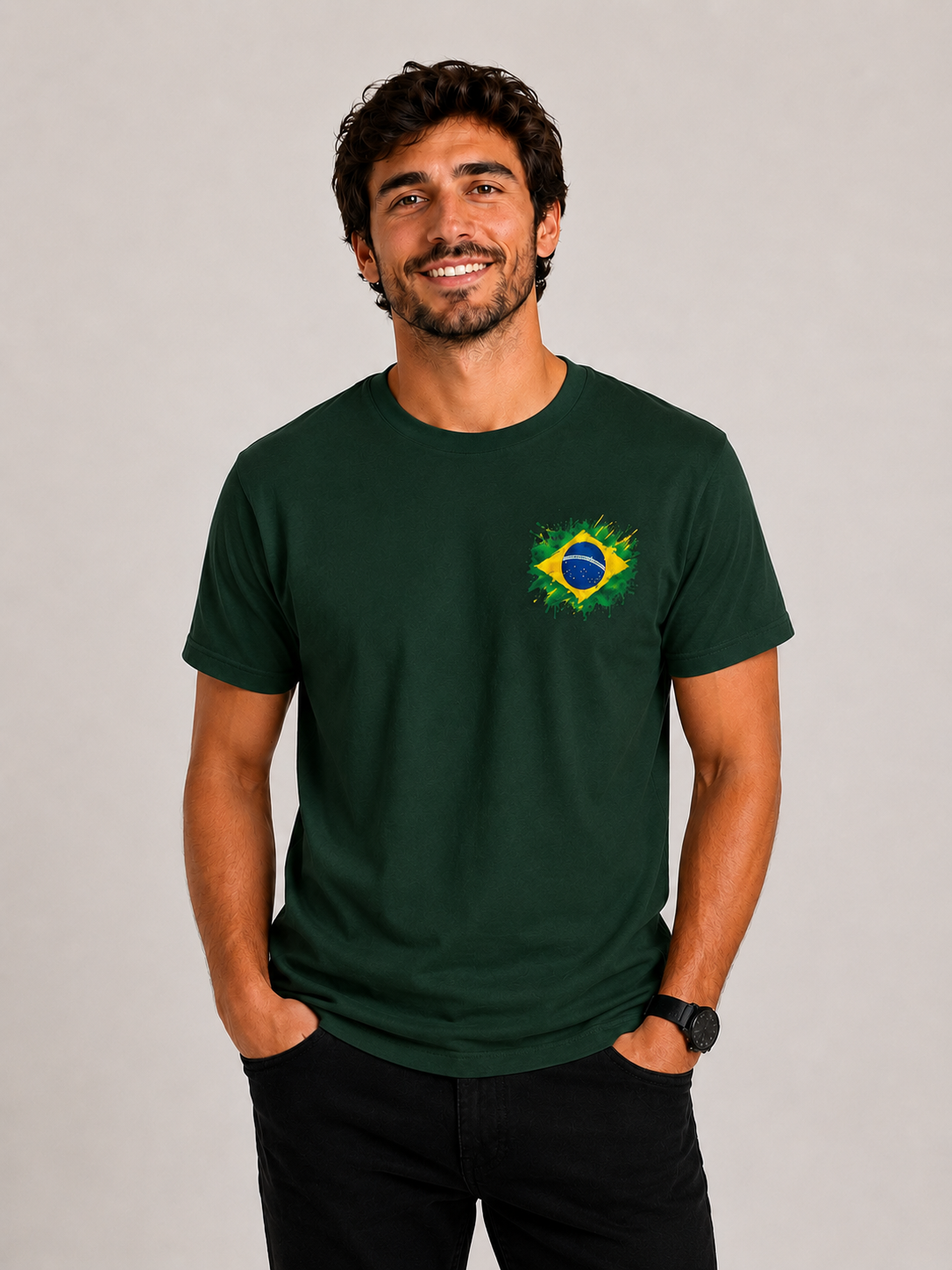 Camiseta Masculina Copa 2026 — Bandeira - Peito Esquerdo