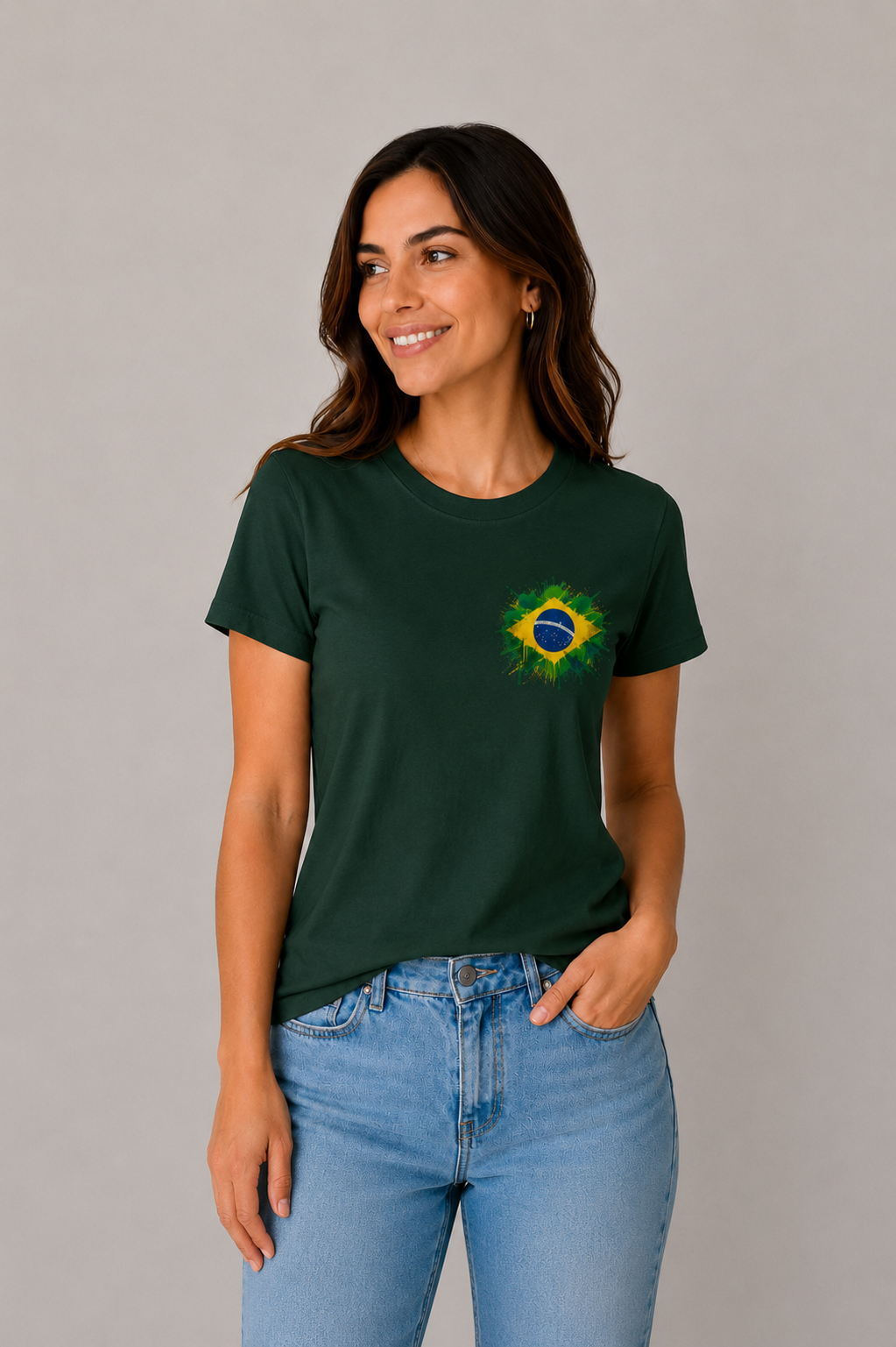 Camiseta Feminina Copa 2026 — Bandeira - Peito Esquerdo
