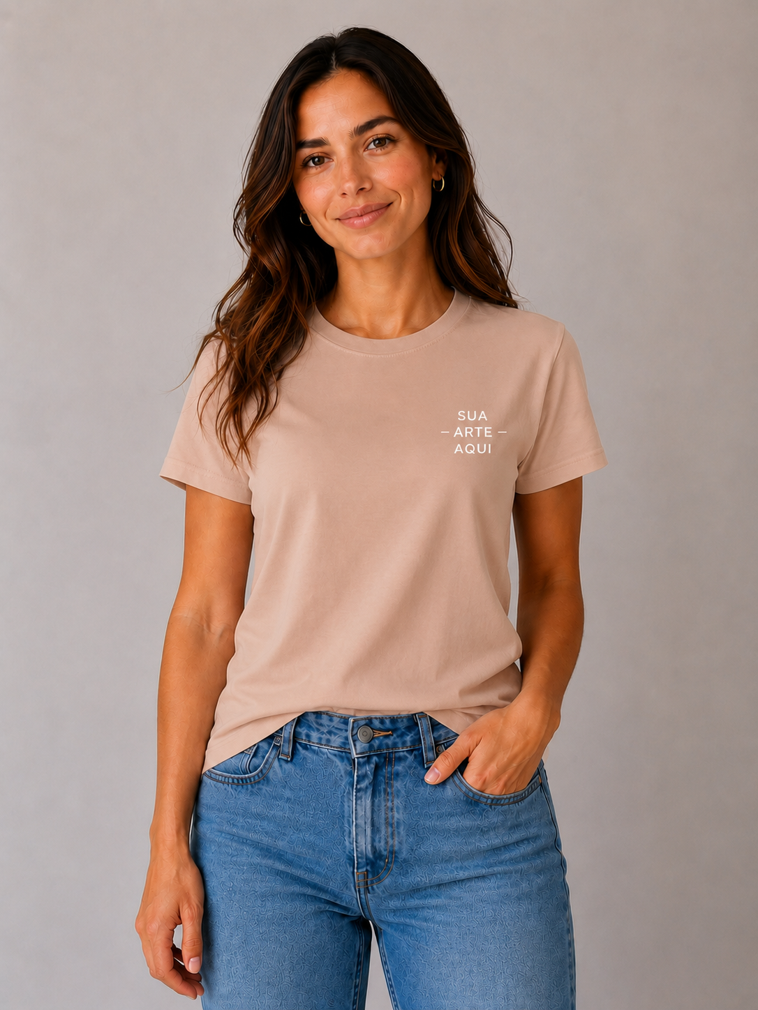 Camiseta Feminina — Personalize a Sua - ESTAMPA NO PEITO ESQUERDO