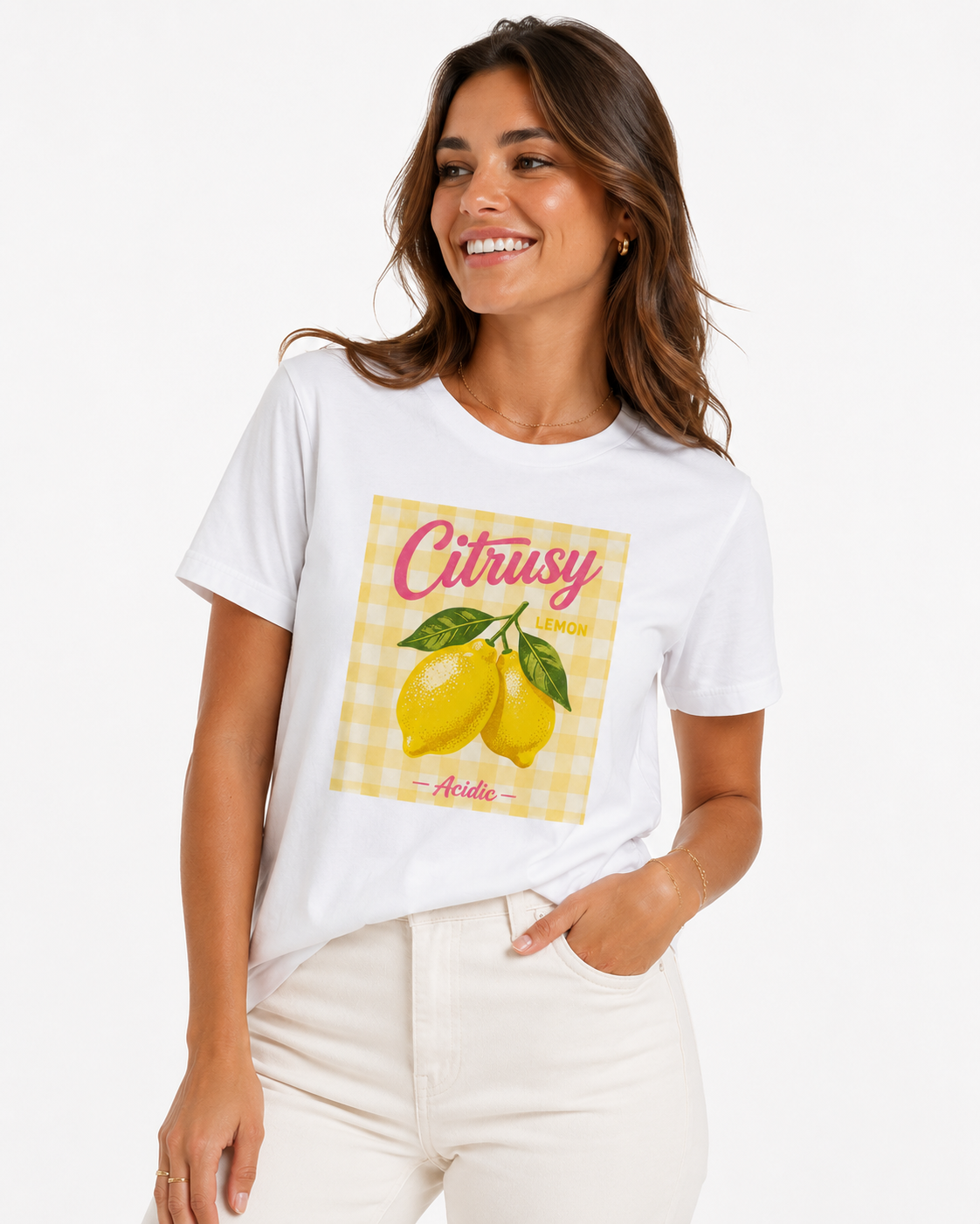 Camiseta Básica Manga Curta Branca Citrusy