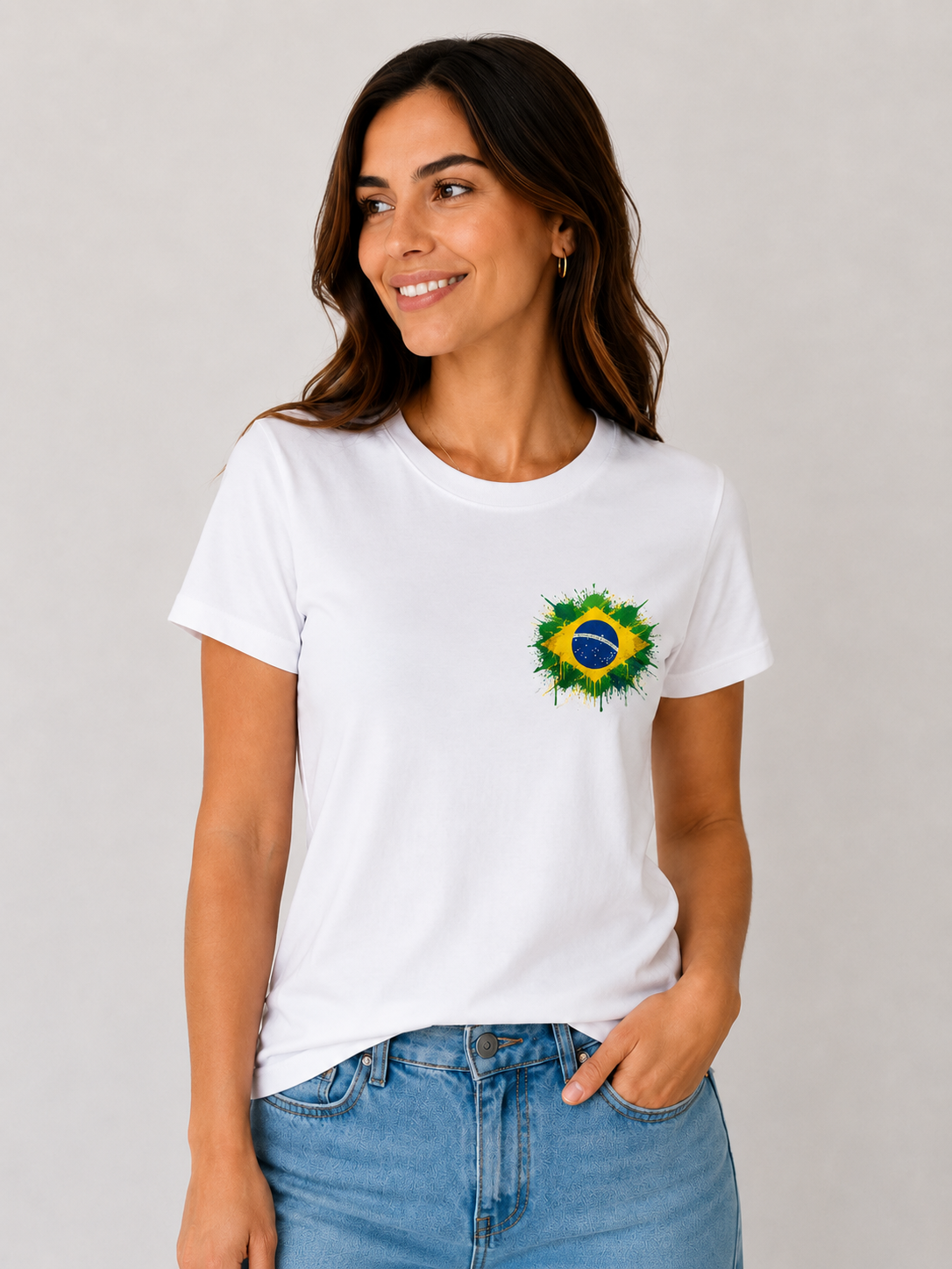 Camiseta Feminina Copa 2026 — Bandeira - Peito Esquerdo
