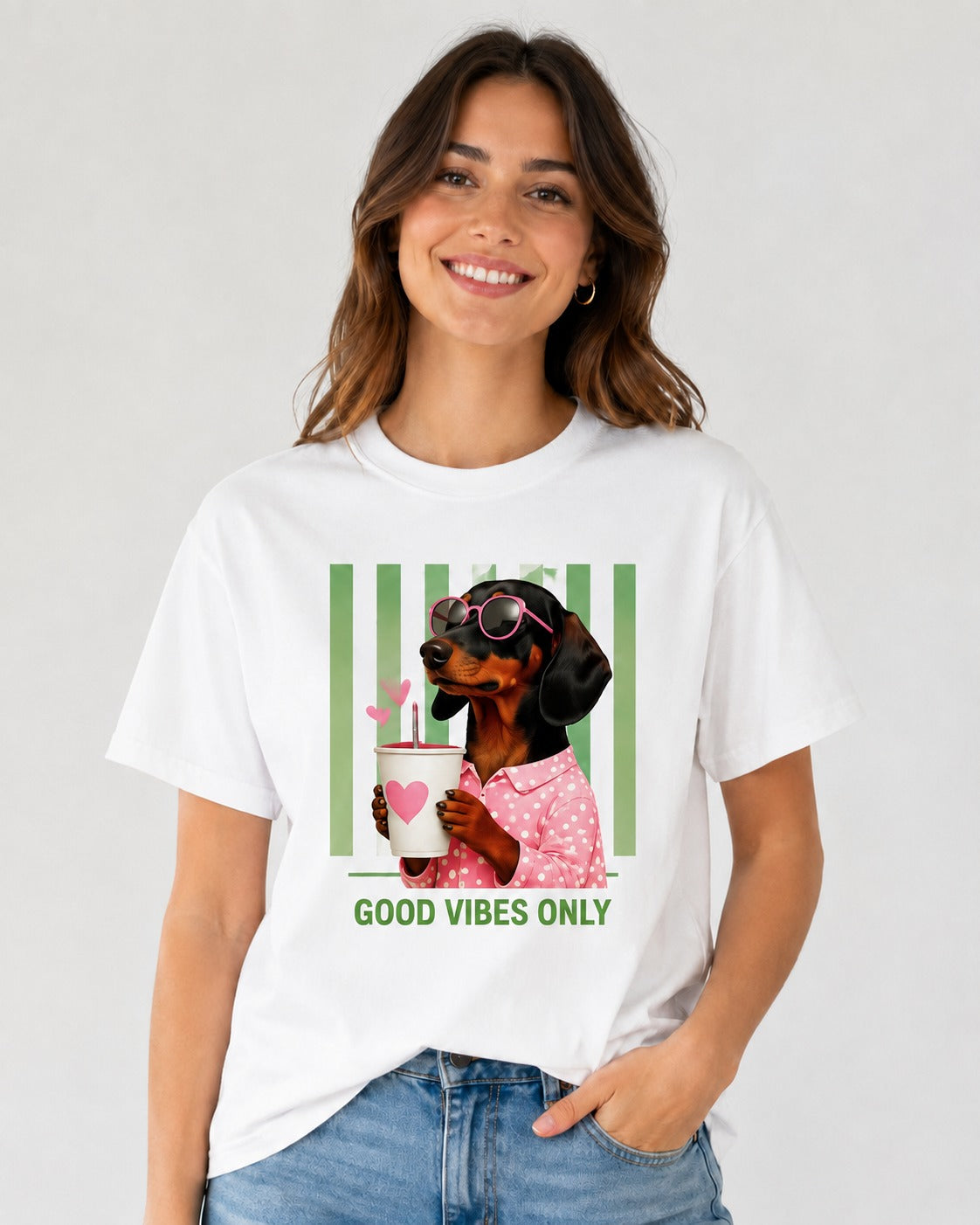 Camiseta Básica Manga Curta Branca Good Vibes Only