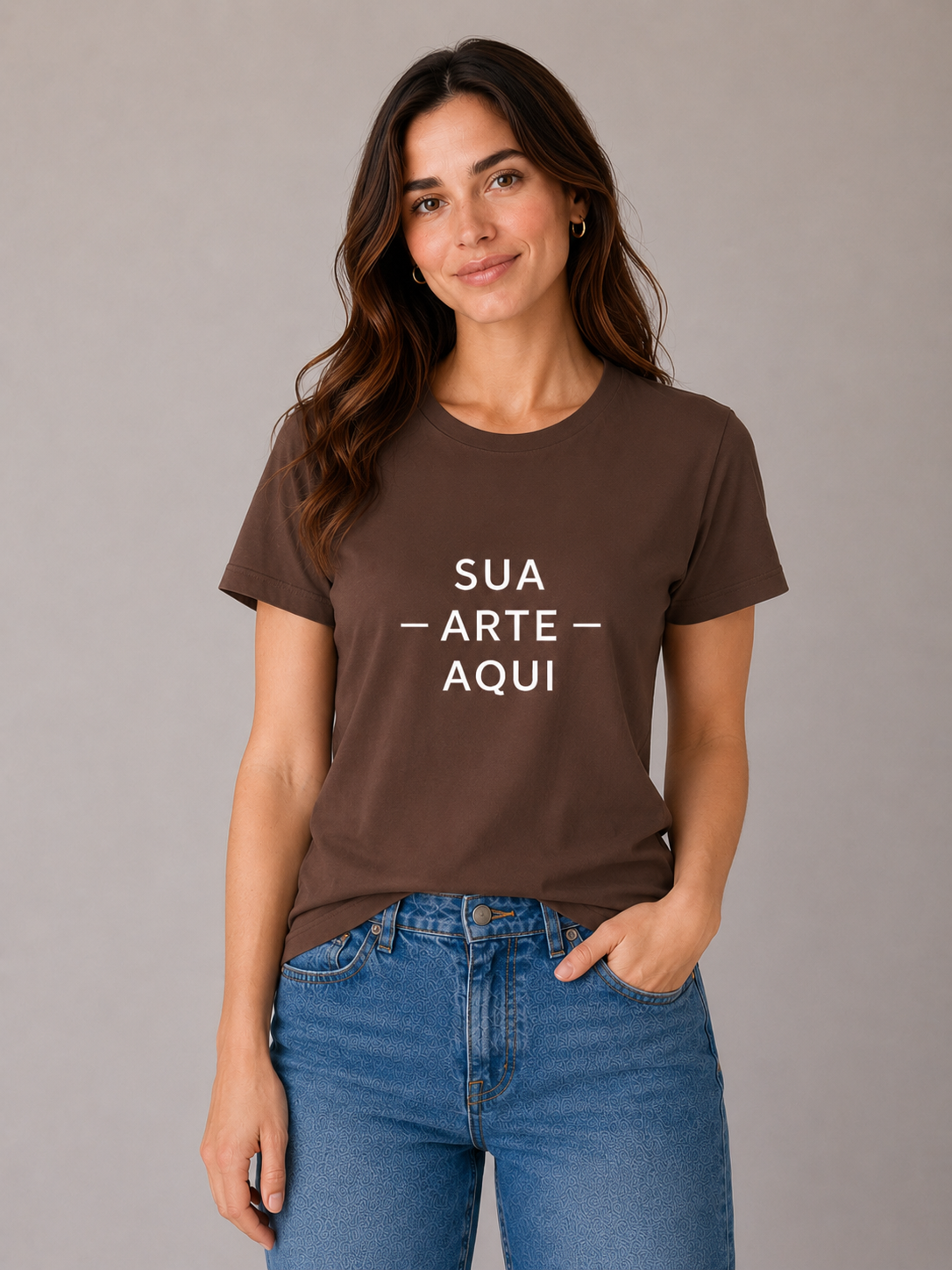 Camiseta Feminina — Personalize a Sua - ESTAMPA NO CENTRO