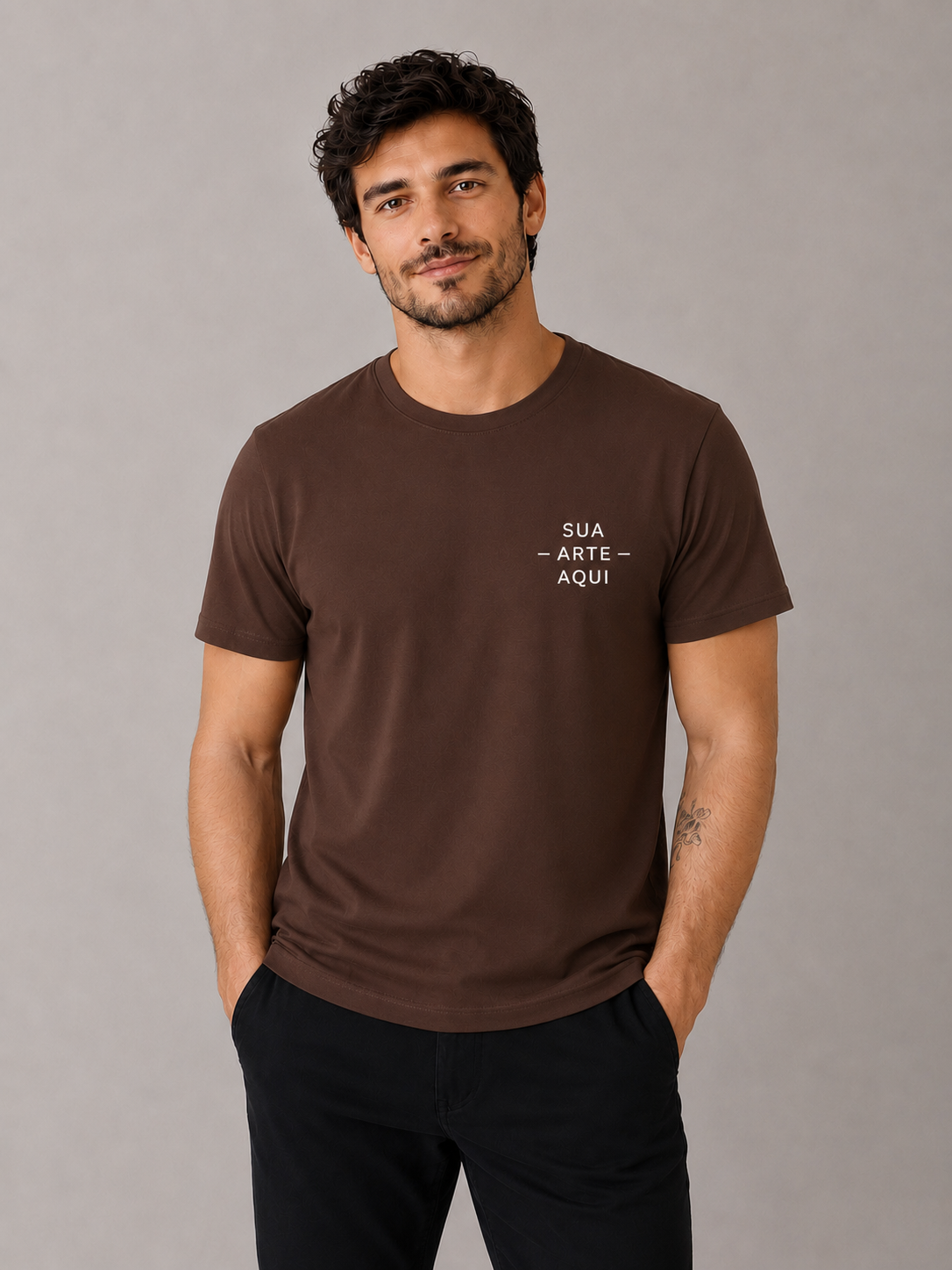 Camiseta Masculina  — Personalize a Sua - ESTAMPA NO PEITO ESQUERDO