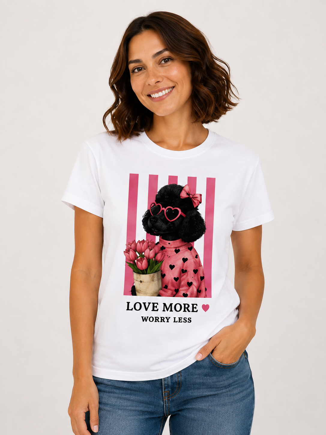 Camiseta Básica Manga Curta Branca Love More