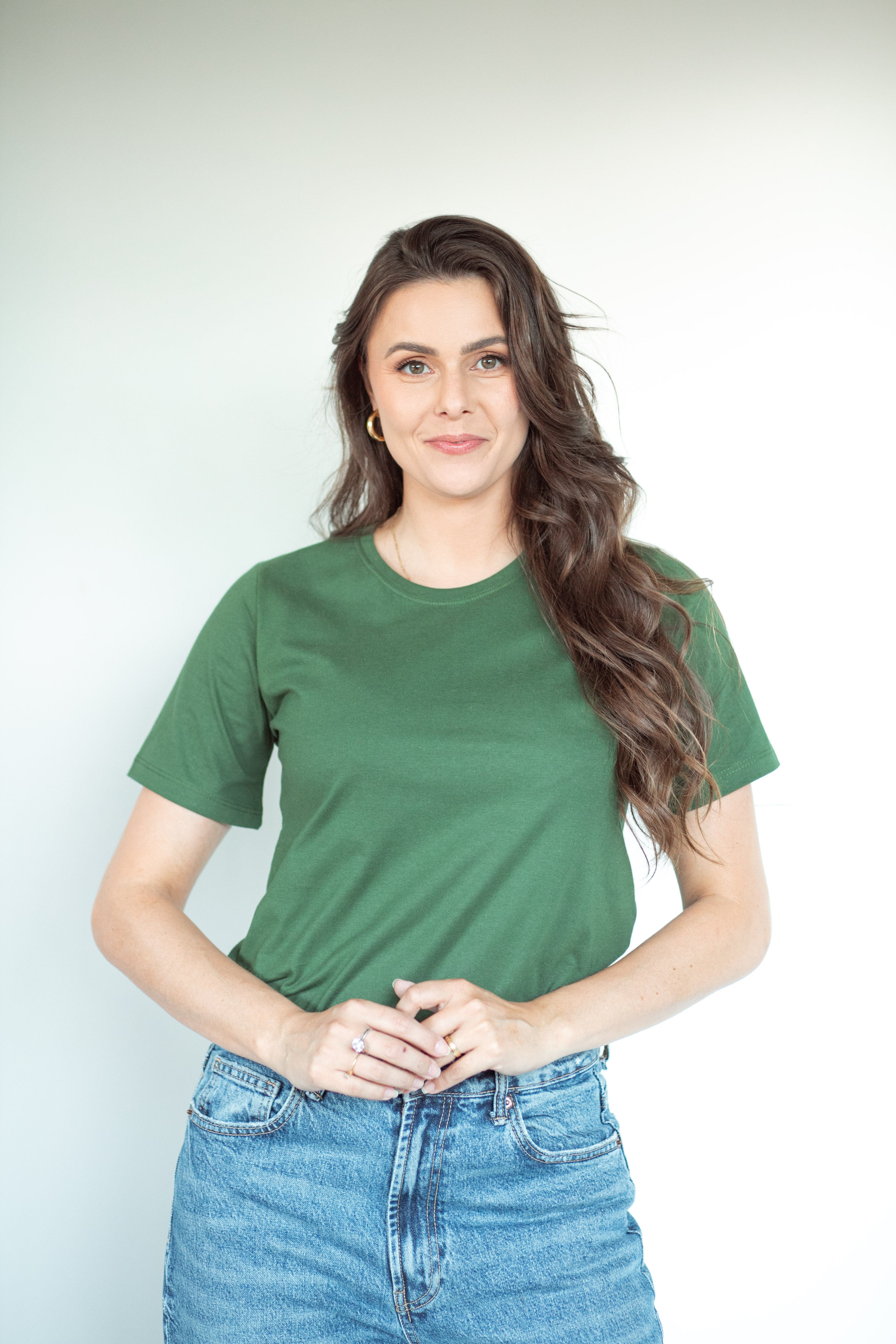 Camiseta Básica Feminina Malha Pima - Verde Watercress