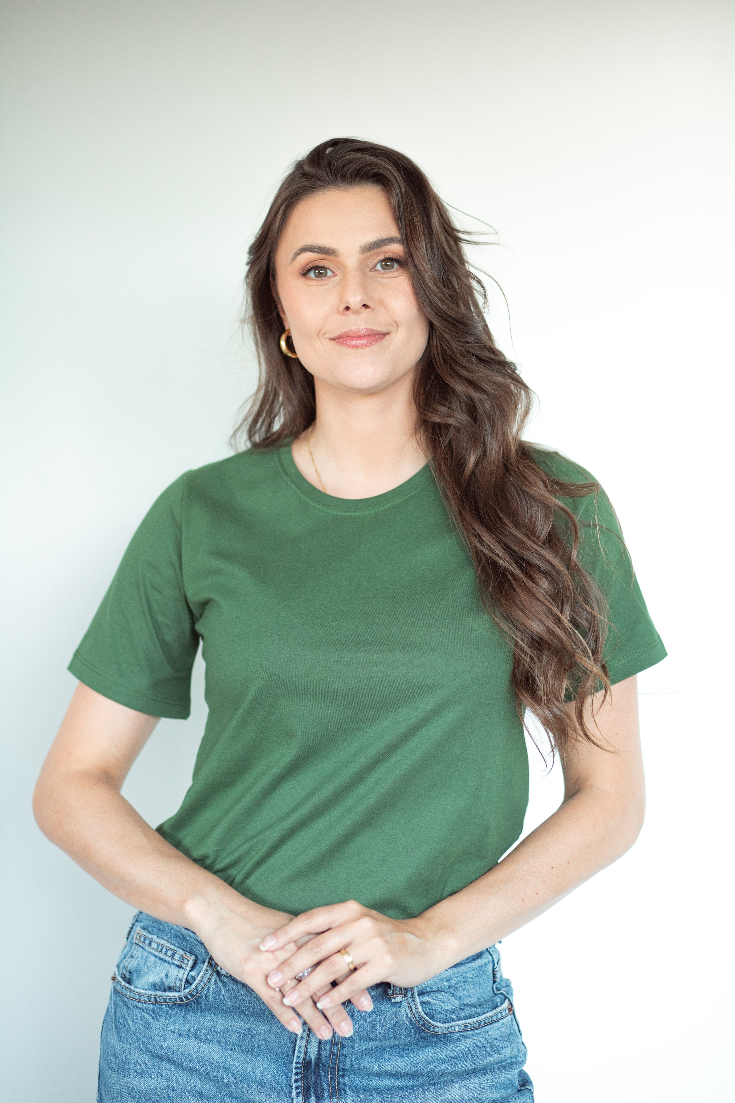 Camiseta Básica Feminina Malha Pima - Verde Watercress