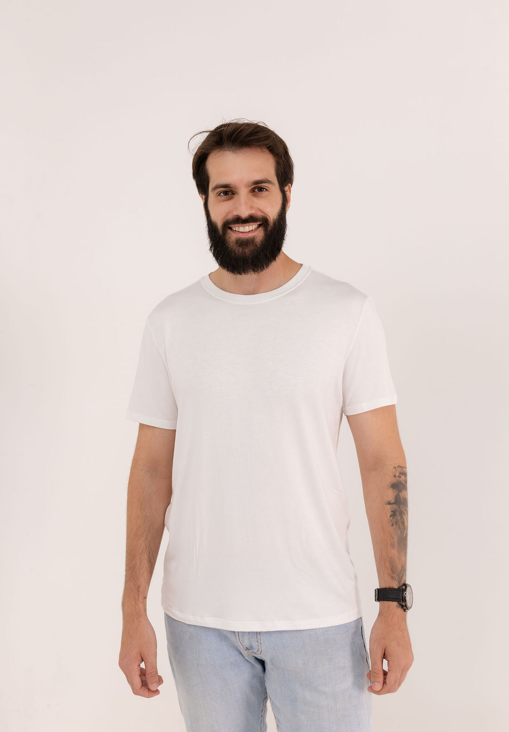 Camiseta Básica Masculina Modal  -  BRANCO