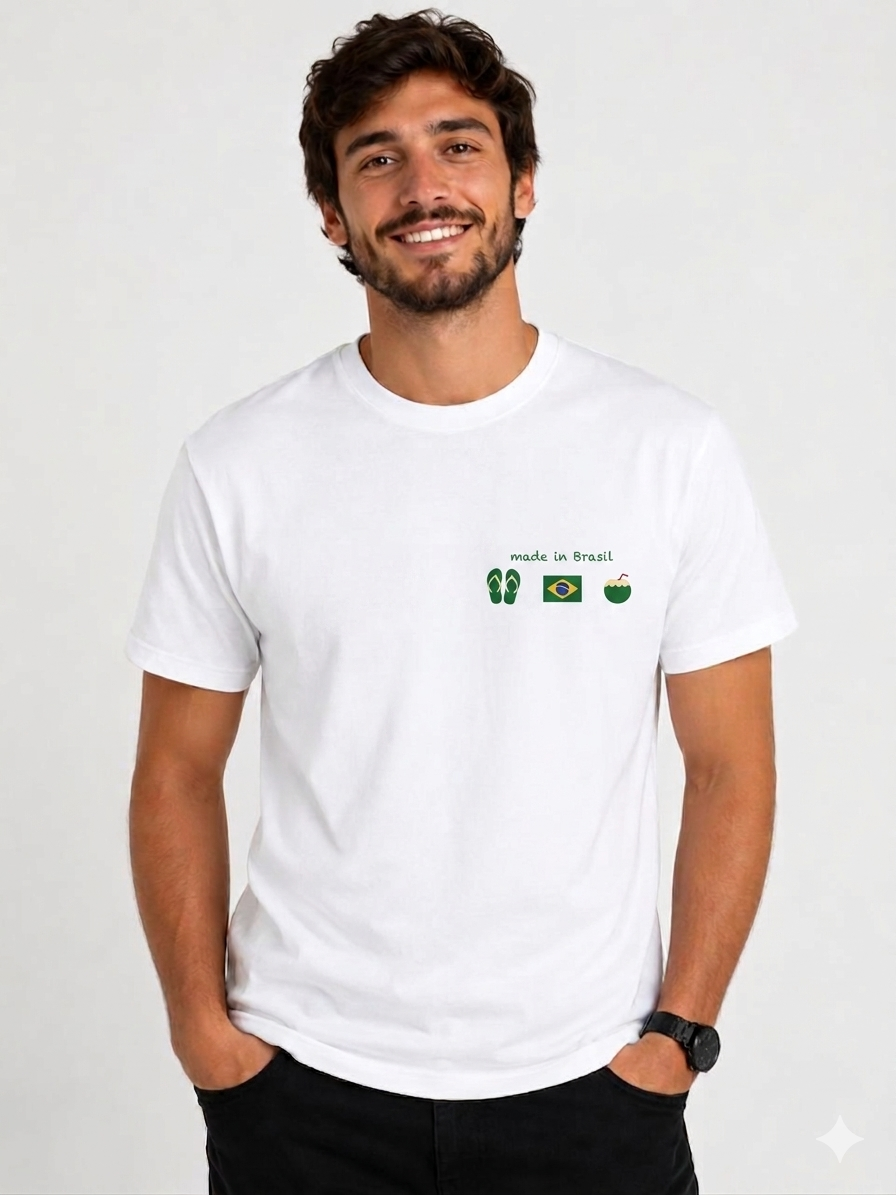 Camiseta Masculina Copa 2026 — 3 Elementos - Peito Esquerdo