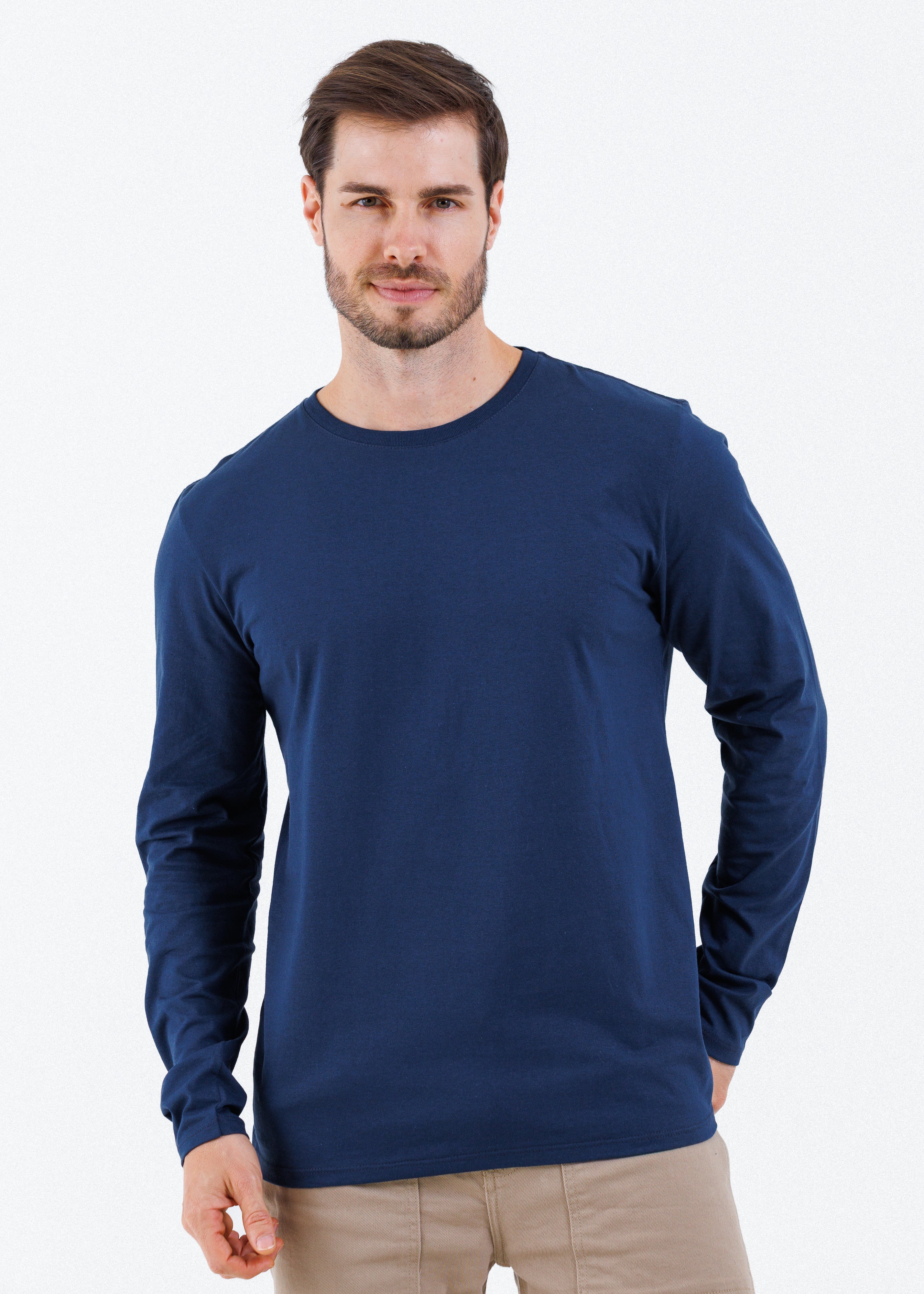 Camiseta Básica Masculina Manga Longa - Azul Marinho