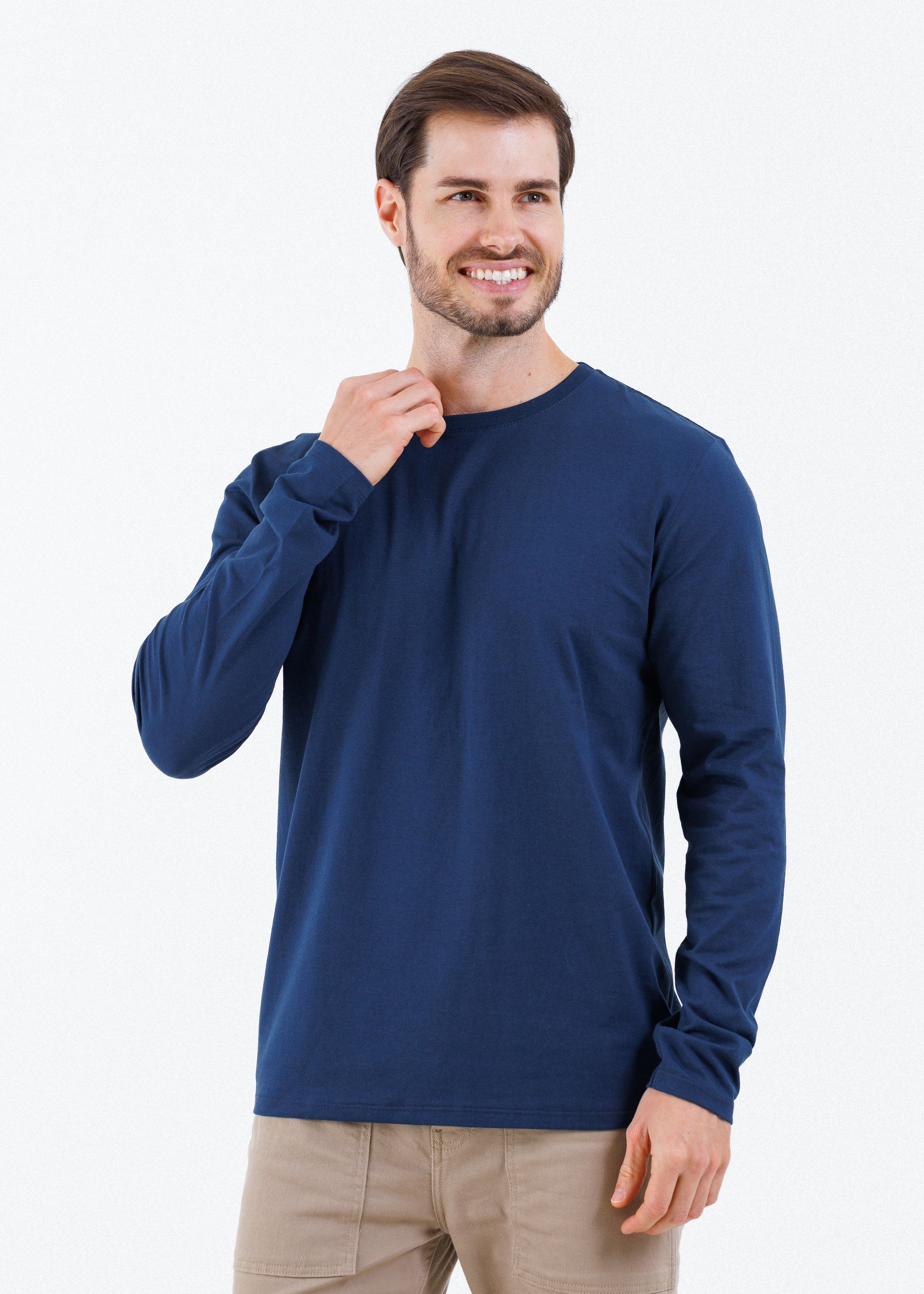 Camiseta Básica Masculina Manga Longa - Azul Marinho