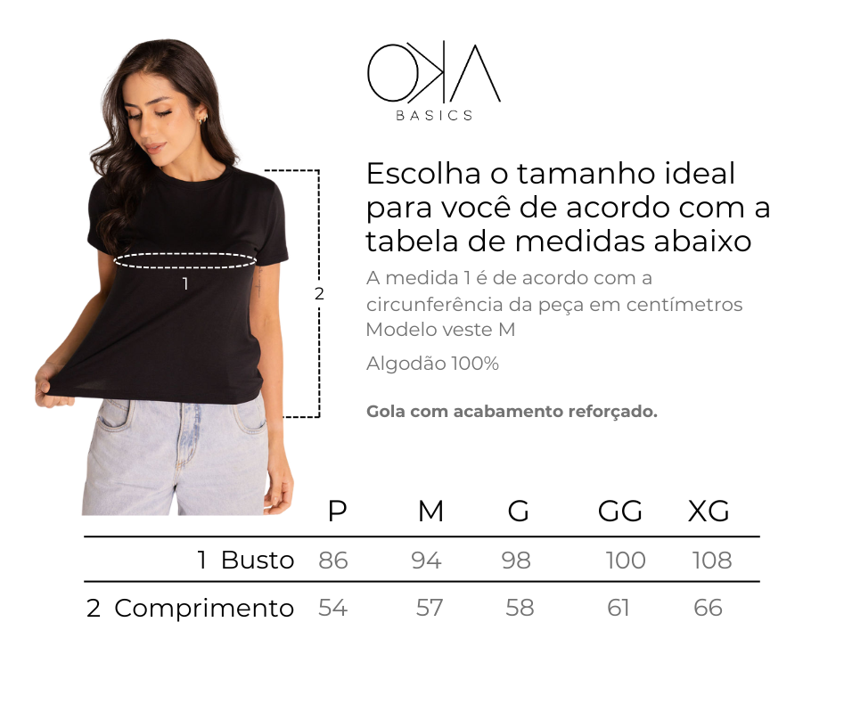 Camiseta Básica Feminina Modal  -  BRANCA