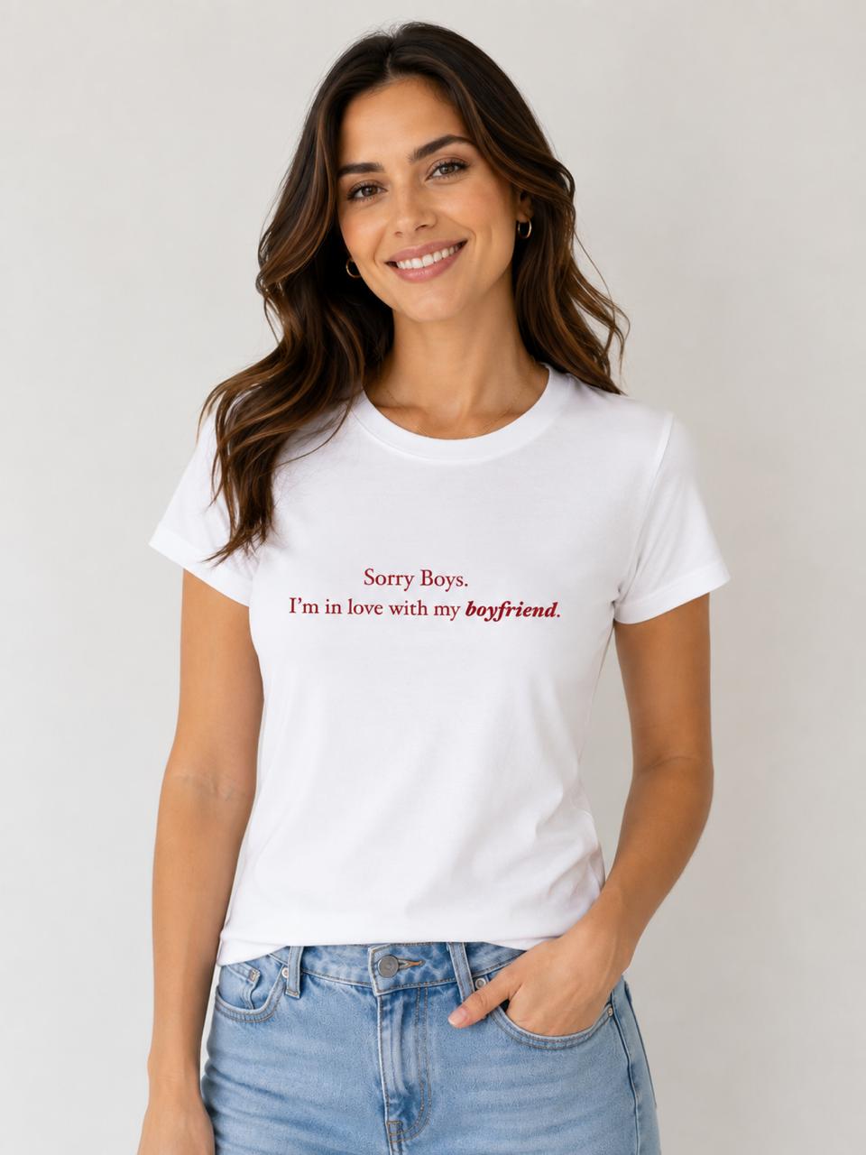 Camiseta Feminina Dia dos Namorados — Love With My Boyfriend - Centro