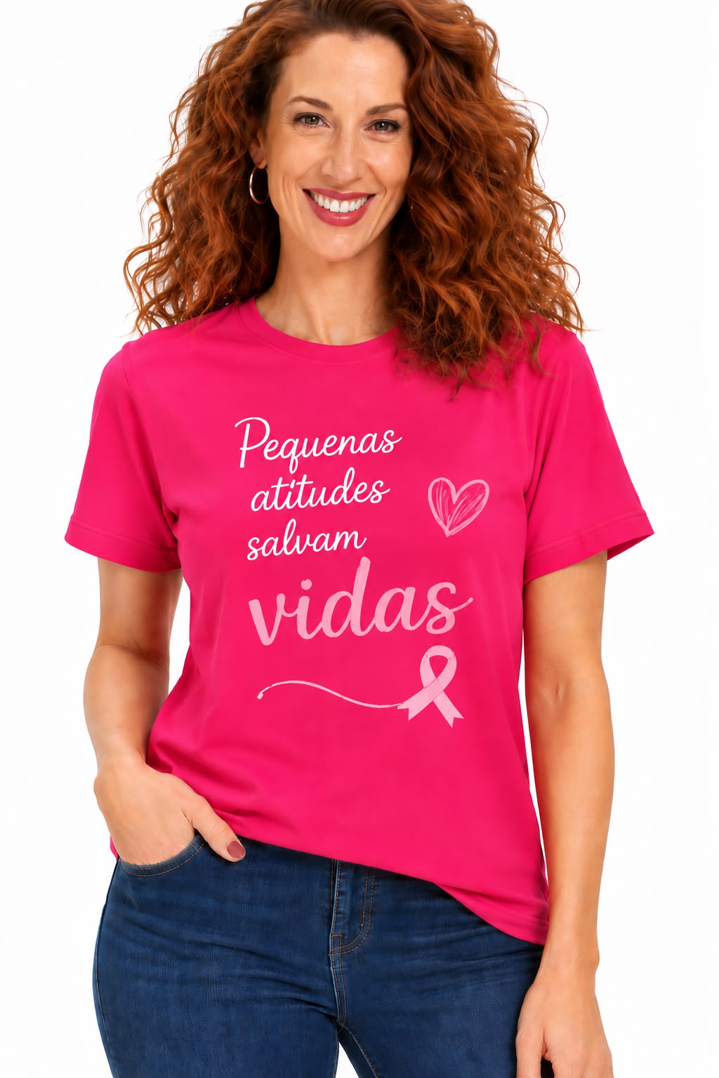 Camiseta Outubro Rosa - Pequenas Atitudes Salvam Vidas