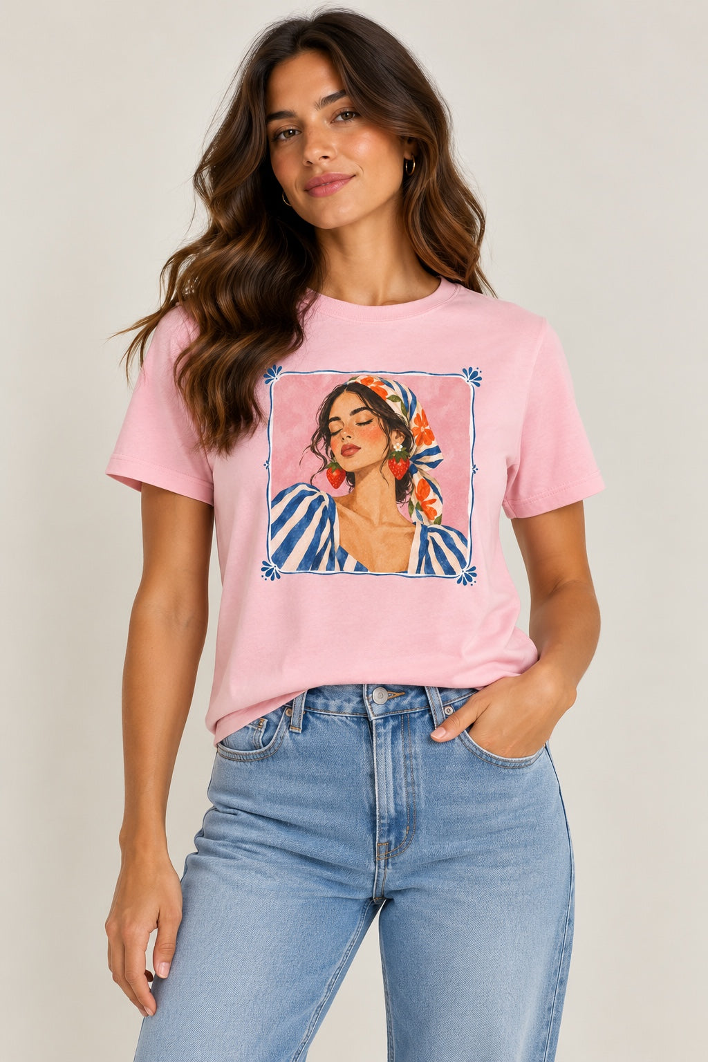 Camiseta Básica Manga Curta Rosa Claro