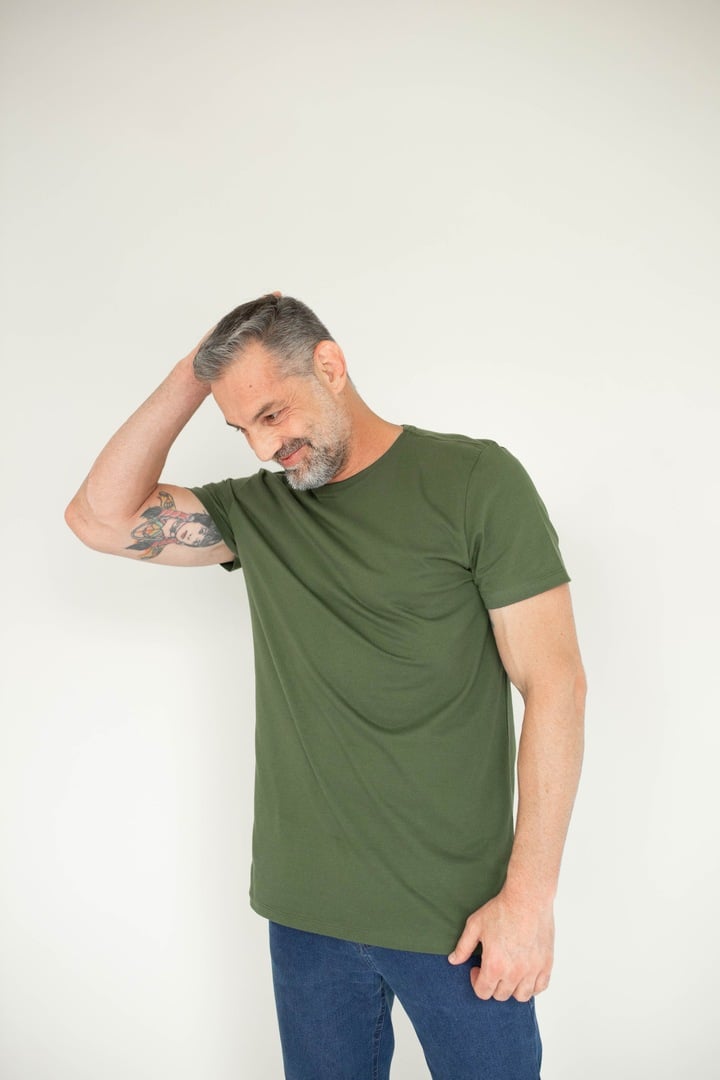 Camiseta Básica Masculina Malha Pima - Verde Watercress