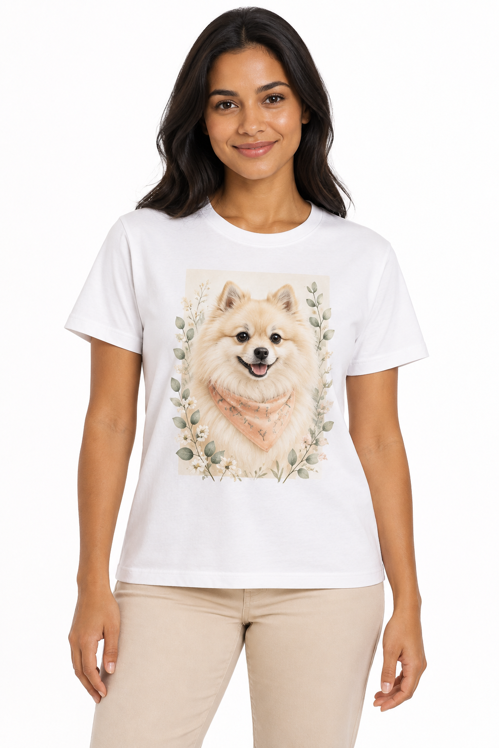 Camiseta Básica Manga Curta Branca Lulu da Pomerânia